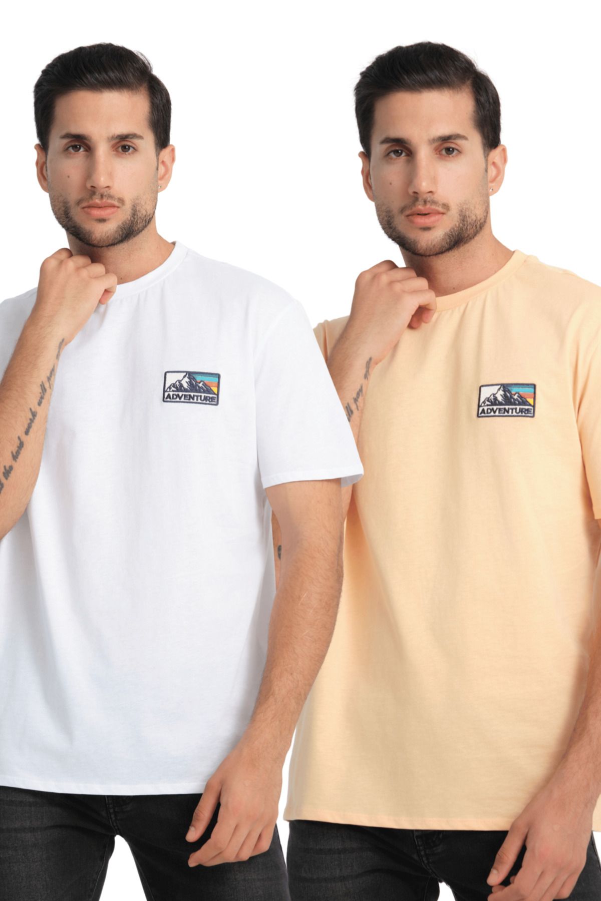 Jimback Relaxed Fit - Adventure %100 Pamuk Nakışlı 2'li Tişört