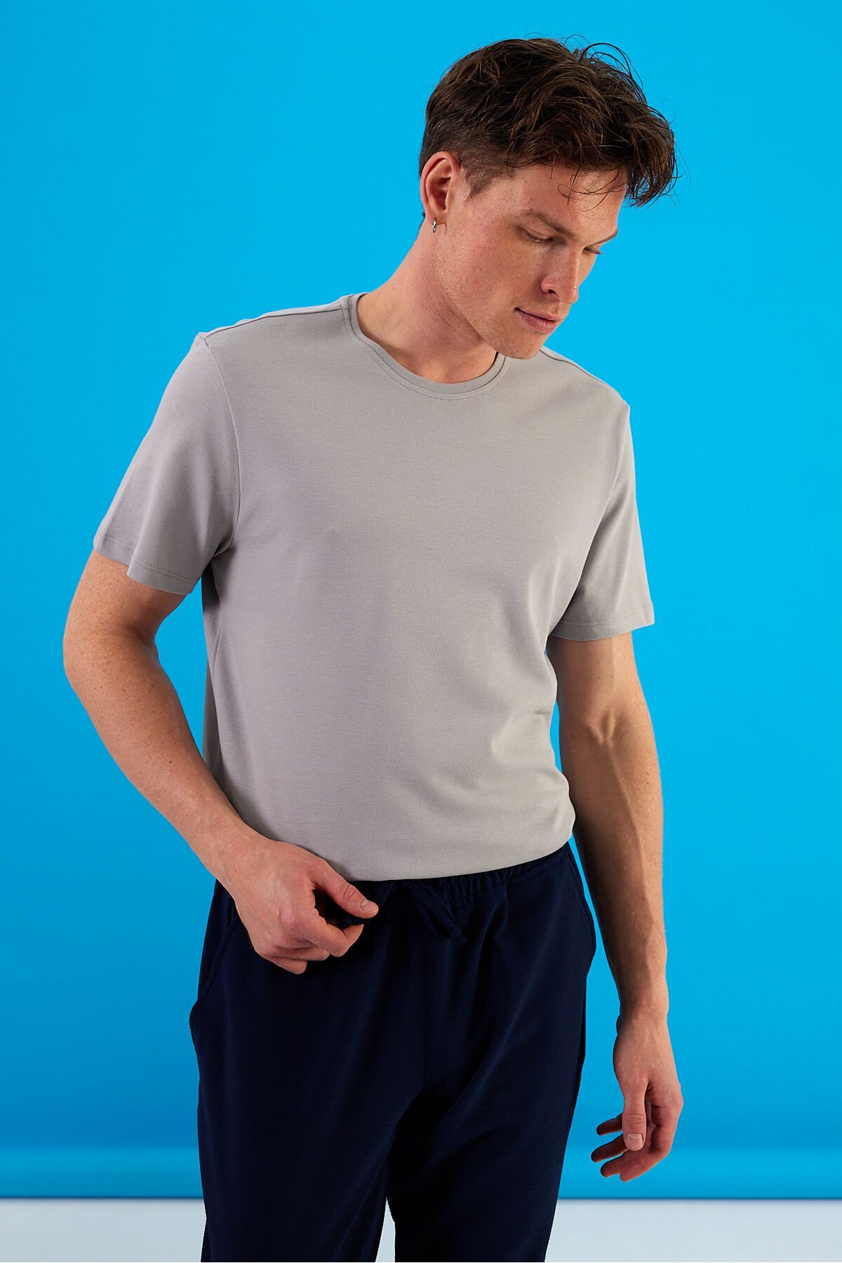 VENA Ken Bisiklet Yaka Regular Fit Pike Basic Tişört - GRİ