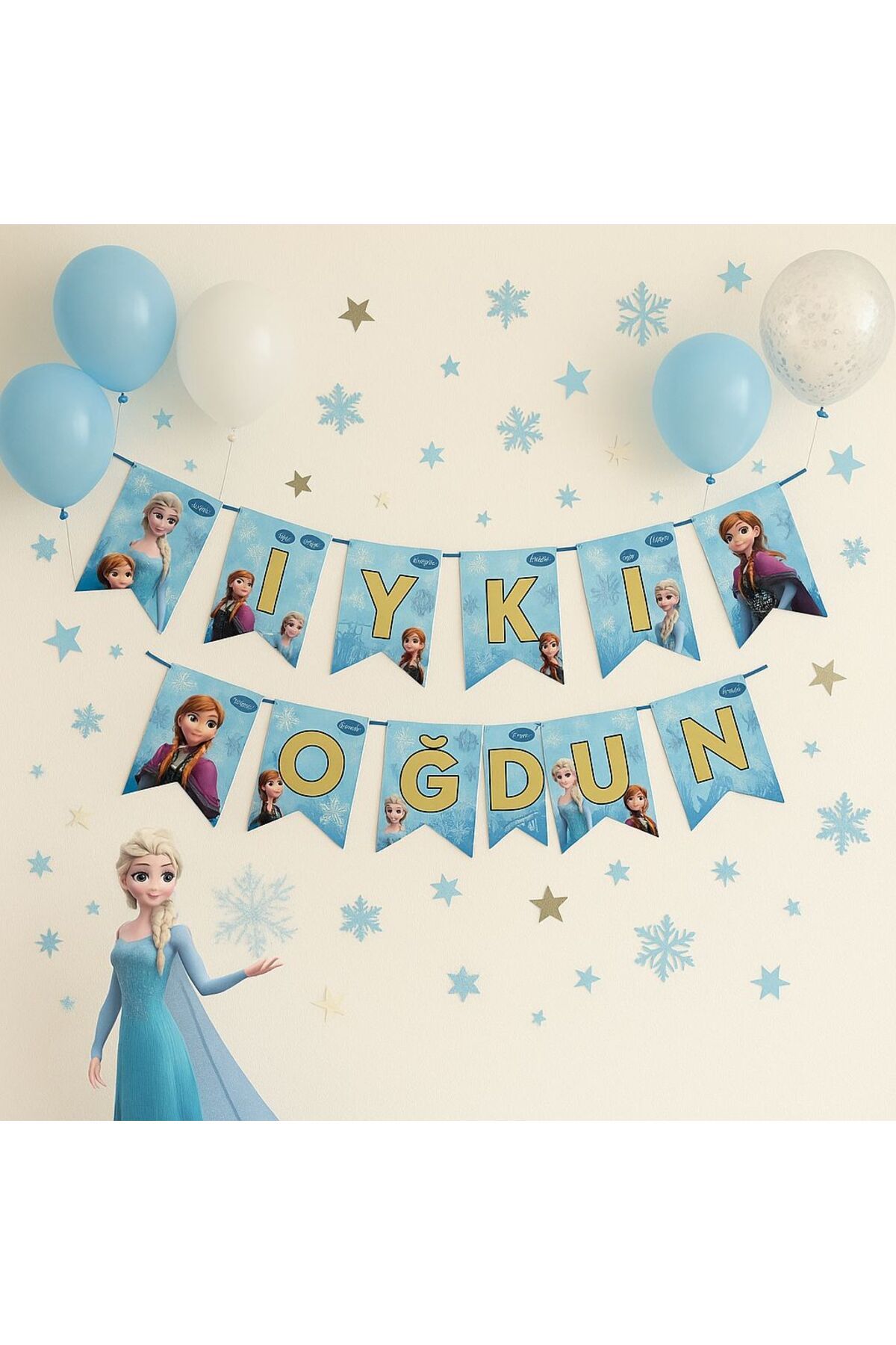 partyrüyası Frozen Elsa Karakter Temalı Açılır Iyiki Doğdun Yazılı Banner 2 METRE