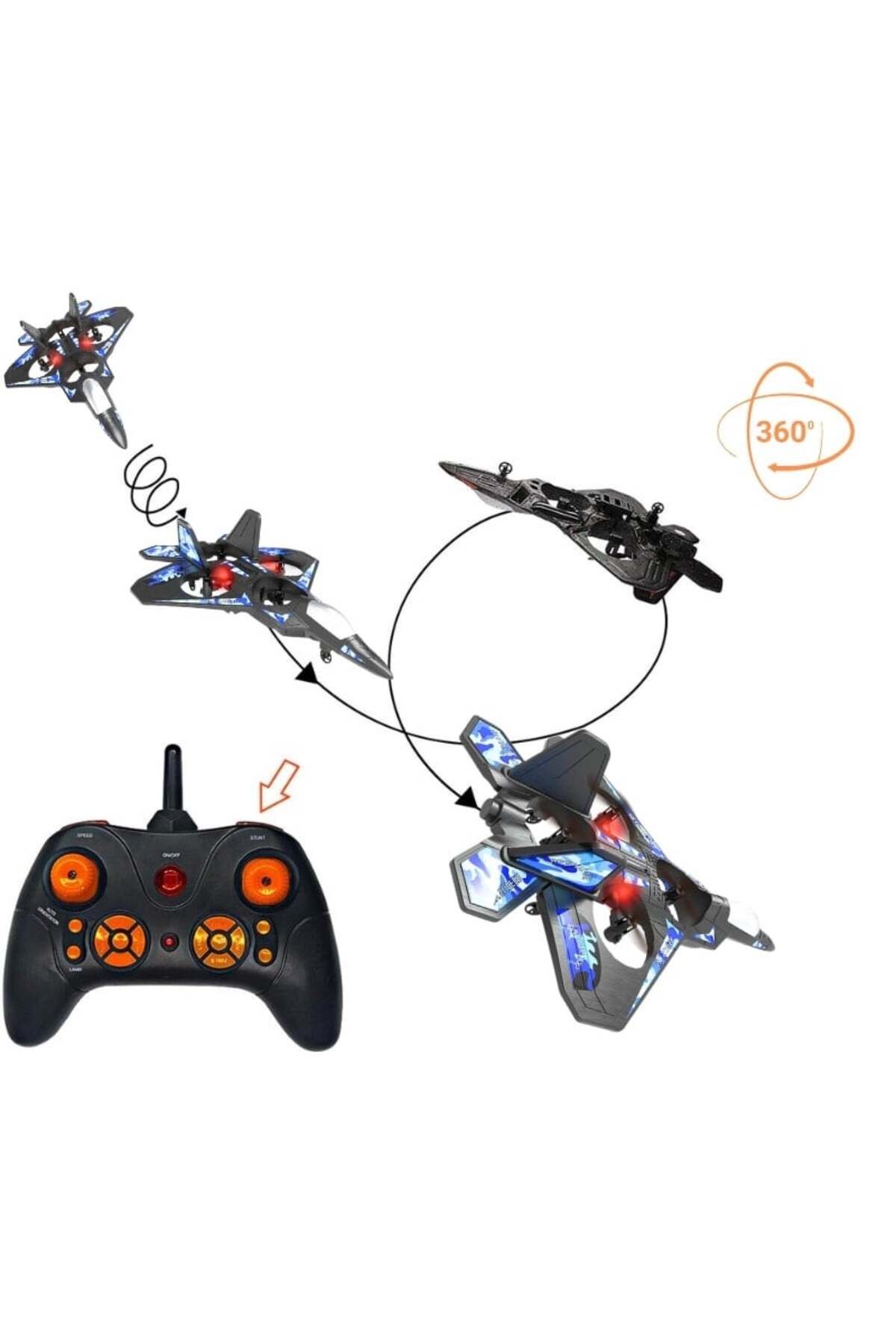 iUni-Lc222-a Remote Control Airplane, Thunder Jet X, 360° Acrobatics, Gyroscope, Led Lights, Blue 4