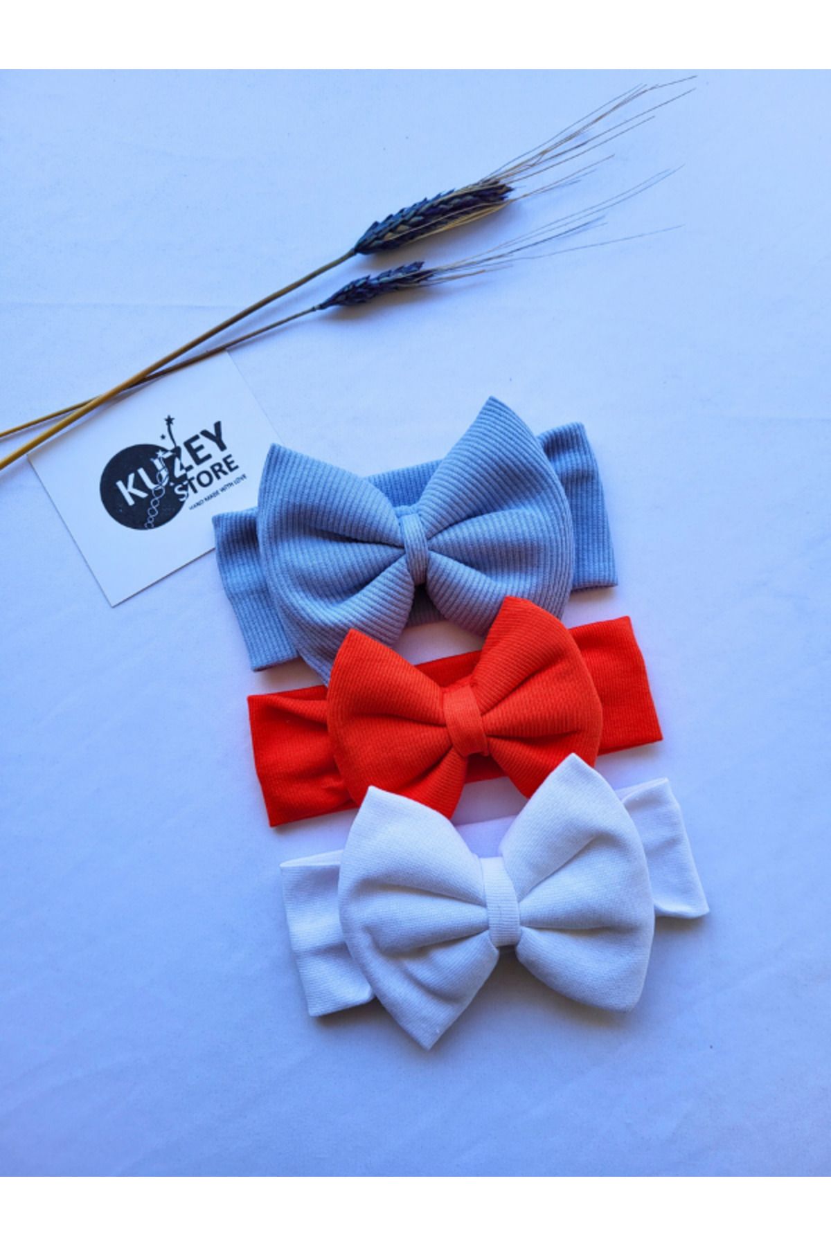 KUZEY STORE Kız Bebek 0-3 Yaş Uyumlu 3'lü Bandana Seti | Pamuklu ve Elastik
