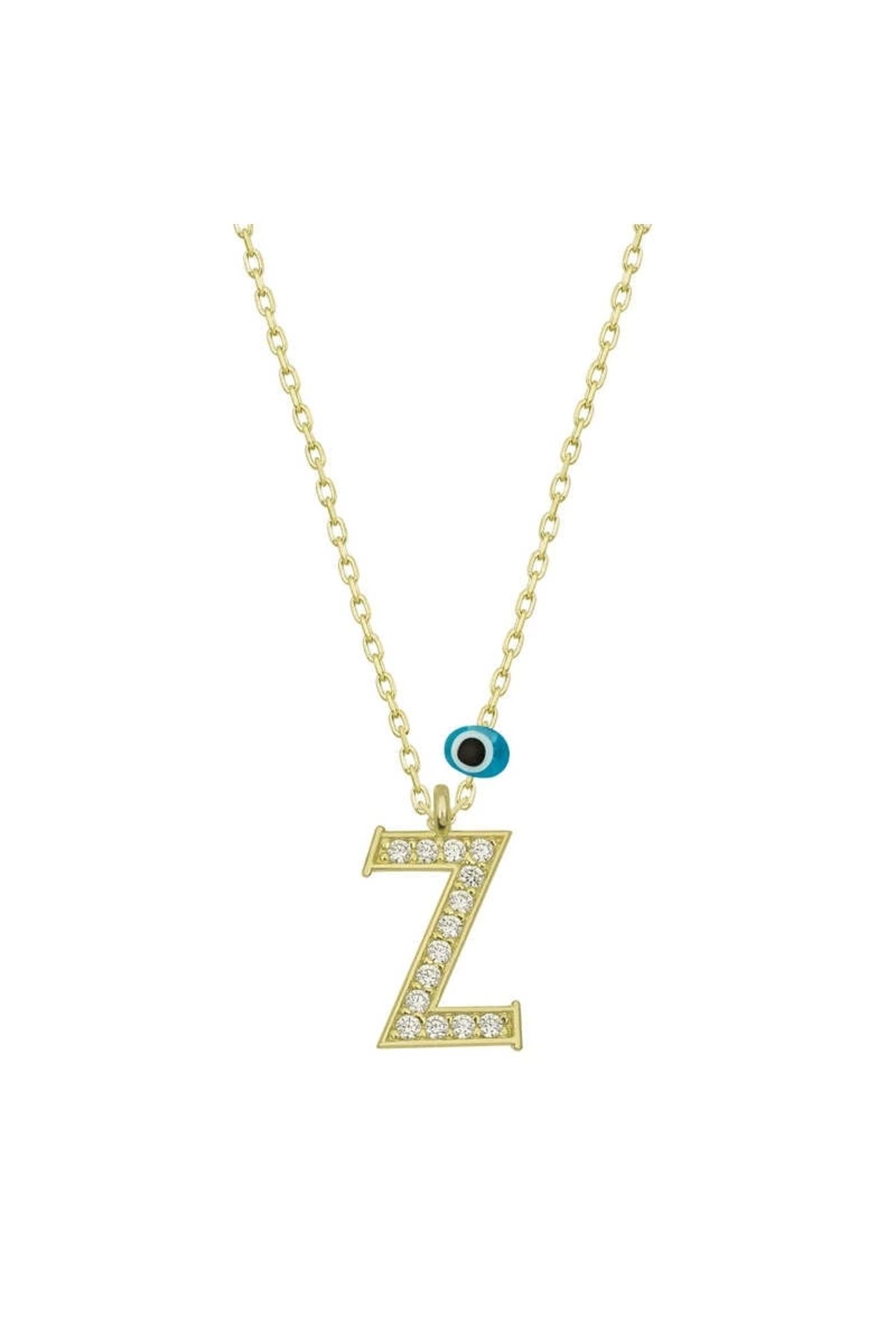 luz&pos Gümüş Nazar Gold Z Harfi Kadın Kolye