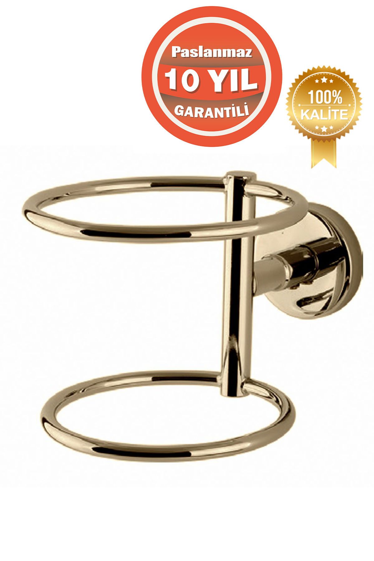 ÇELİK BANYO Paslanmaz Pirinç Fön Askısı Saç Kurutma Makinası Tutacı Altın Gold