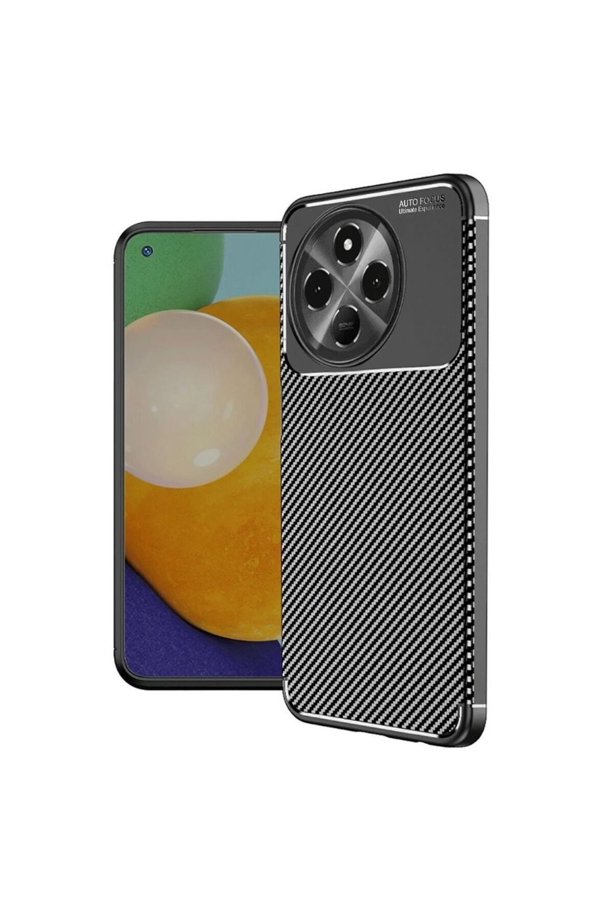 Gpack Tecno Spark 30 Pro uyumlu Kılıf Negro Karbon Görünümlü Silikon Siyah