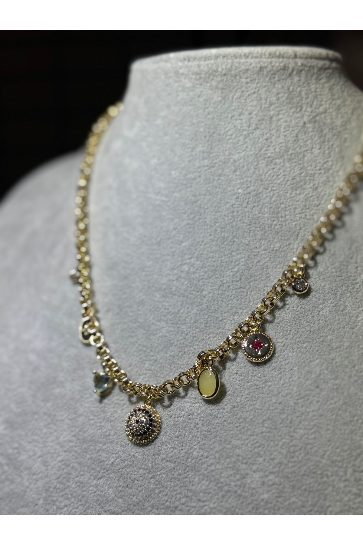 XUPING JEWELRY 18K taşlı Çelik kolye paslanmaz kararmaz