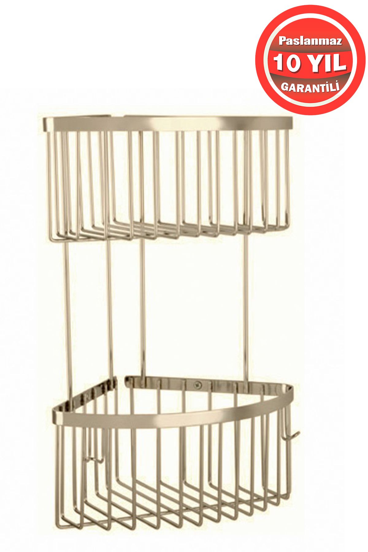 ÇELİK BANYO Derin Şampuanlık Paslanmaz Pirinç 2'Li 19x19 cm Şampuanlık Banyo Rafı Altın Gold