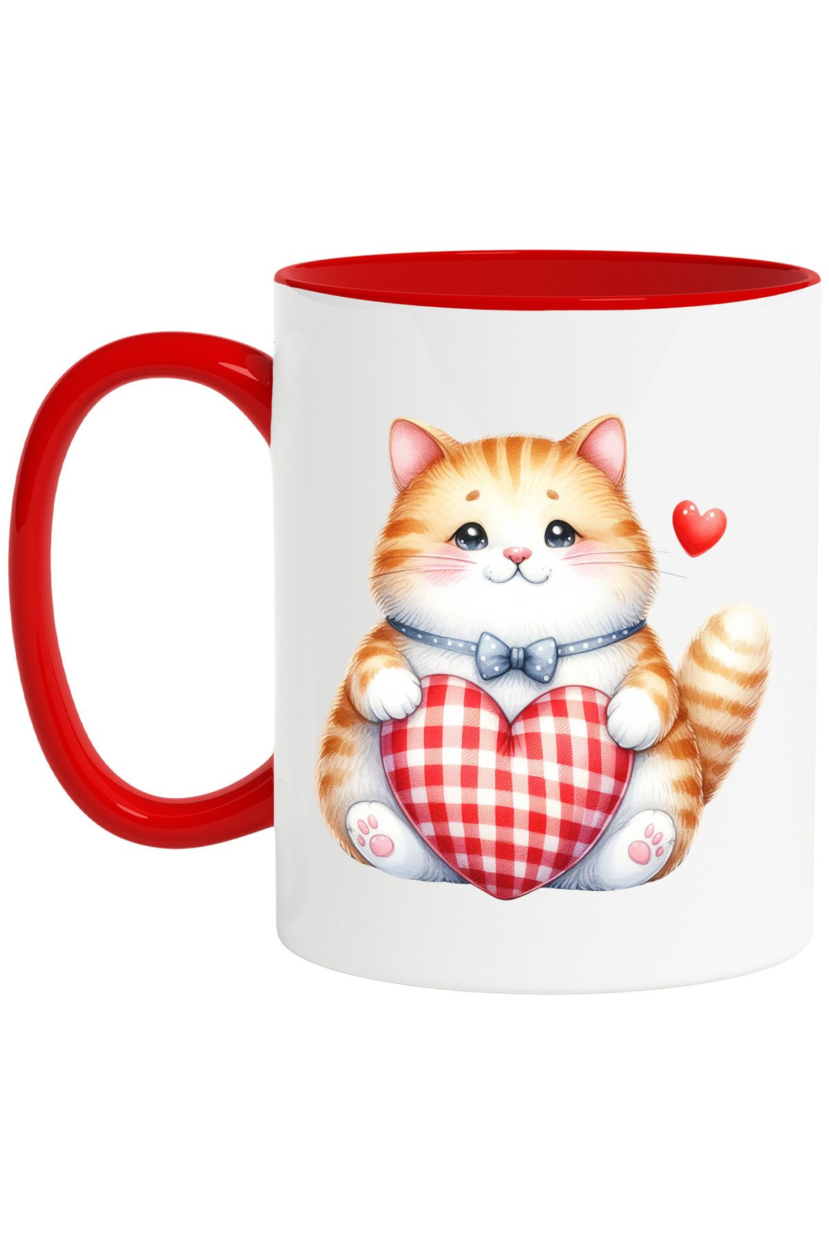 StoryGift Romania-Mug with a fat cat | orange and white fur | illustration | hearts | f, Cu,STG. 1