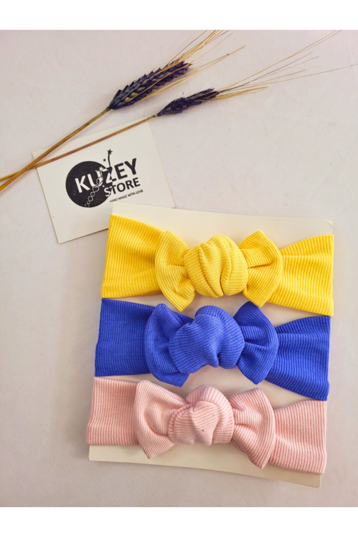 KUZEY STORE Kız Bebek 0-3 Yaş Uyumlu 3'lü Bandana Seti | Pamuklu ve Elastik