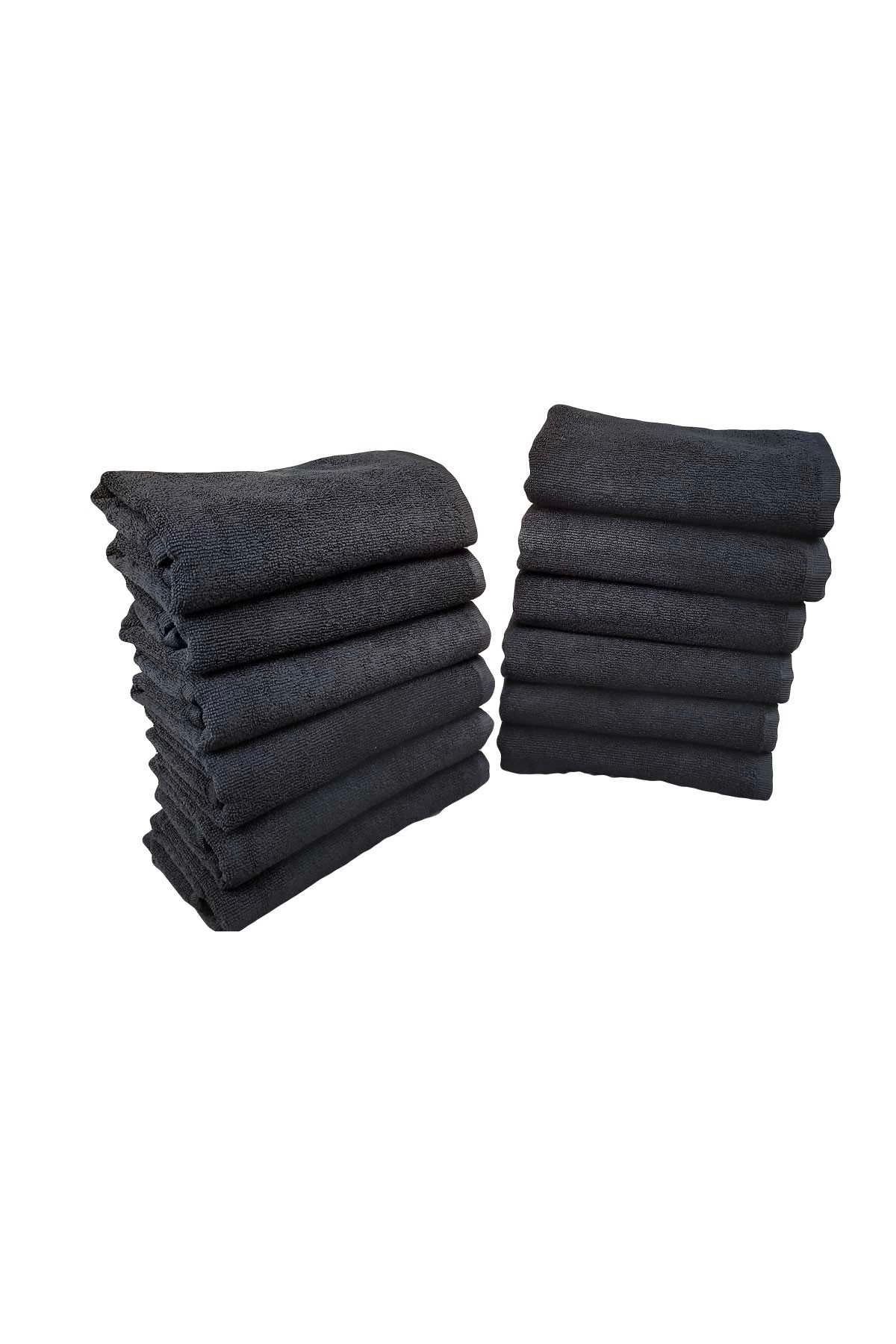 luz&pos 12li Paket Boya Tutmayan Mikrofiber El Yüz Spor Kuaför Havlusu 50X90 Cm