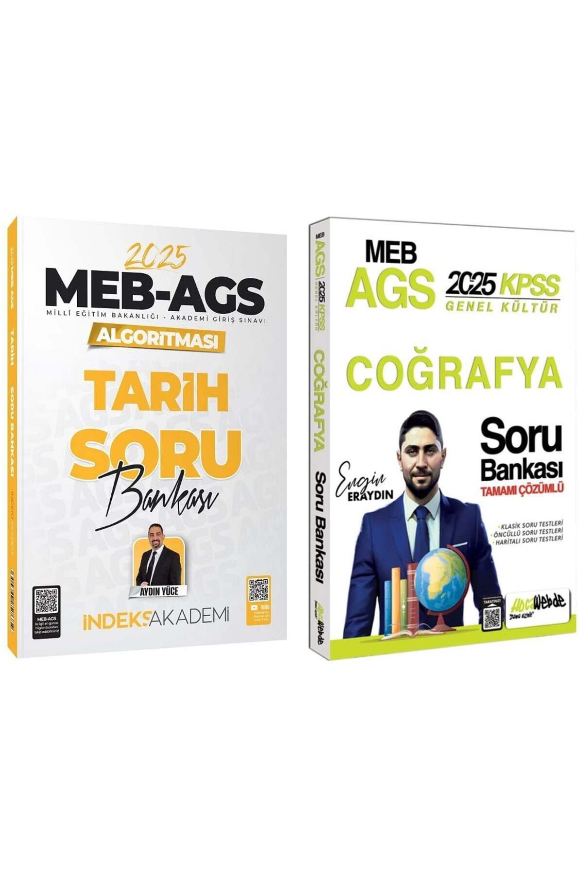 İndeks Akademi HocaWebde + İndeks 2025 MEB-AGS KPSS Türkiye Coğrafyası + Tarih Soru Bankası 2 li Set