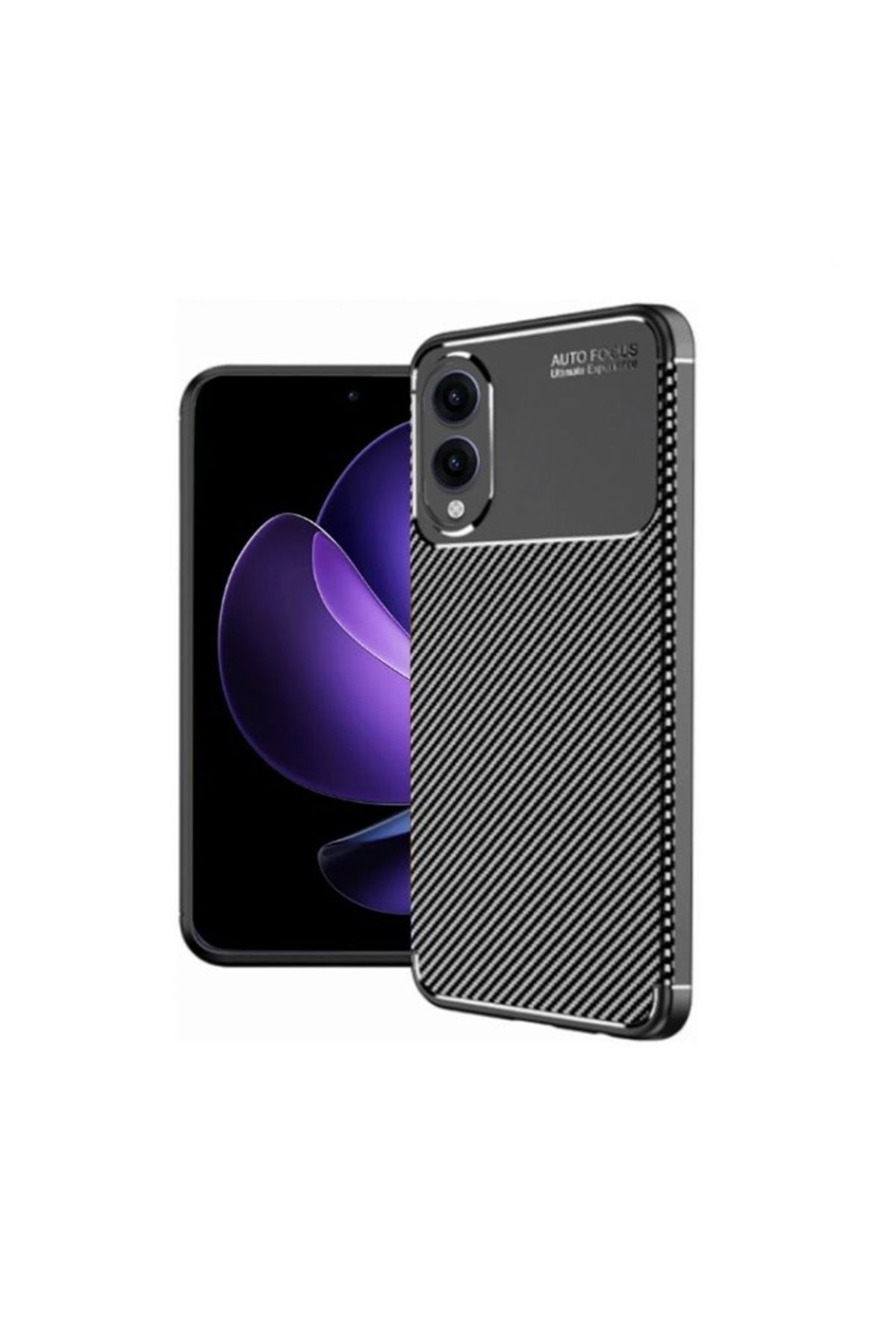 Gpack Samsung Galaxy S25 Edge uyumlu Kılıf Negro Karbon Görünümlü Silikon Siyah