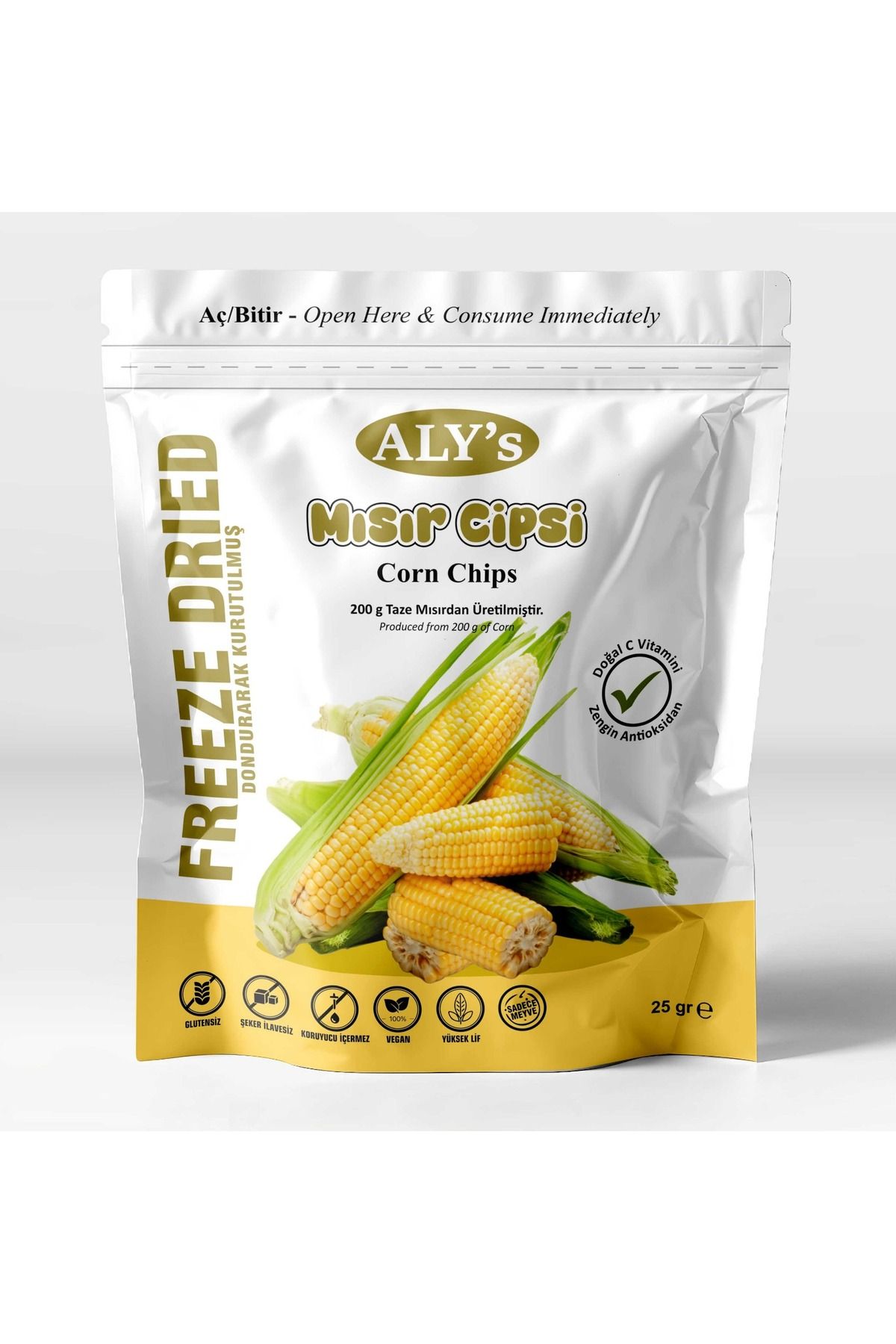 Aly's MISIR Kuru Cipsi - Dondurularak Kurutulmuş Freeze Dried Çıtır MISIR