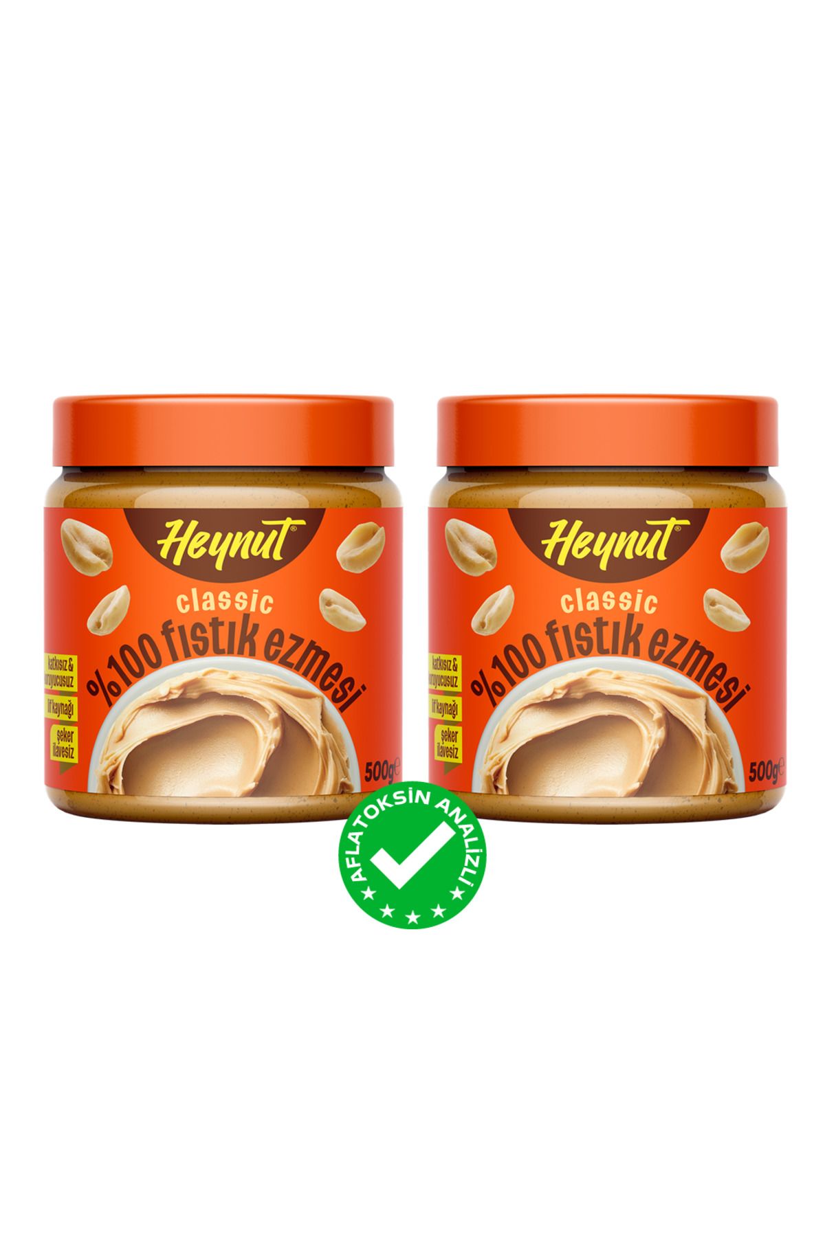 HEYNUT %100 Fıstık Ezmesi (Klasik Kıvam) 500g X 2 Adet
