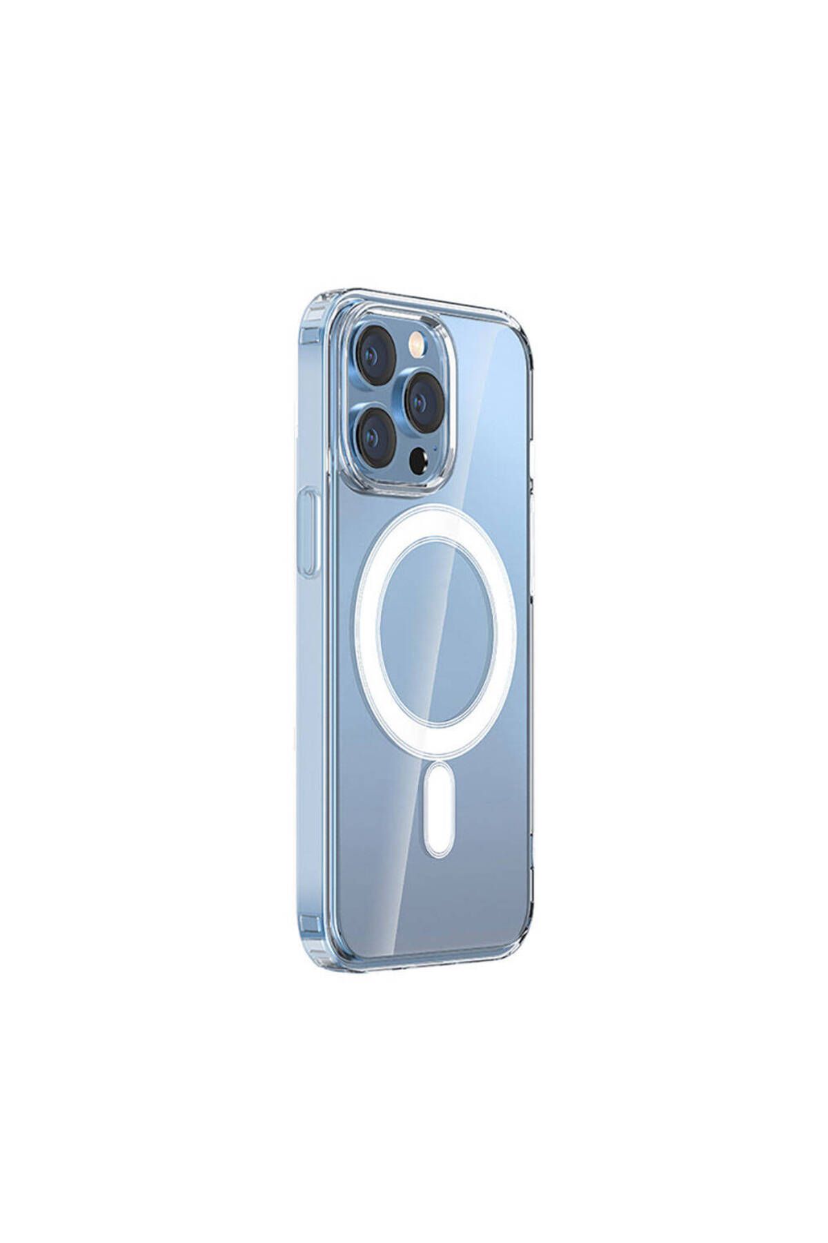 Gpack iPhone 15 Pro uyumlu Kılıf M-Safe Şarj Özellikli Sert PC Embos Kapak Şeffaf