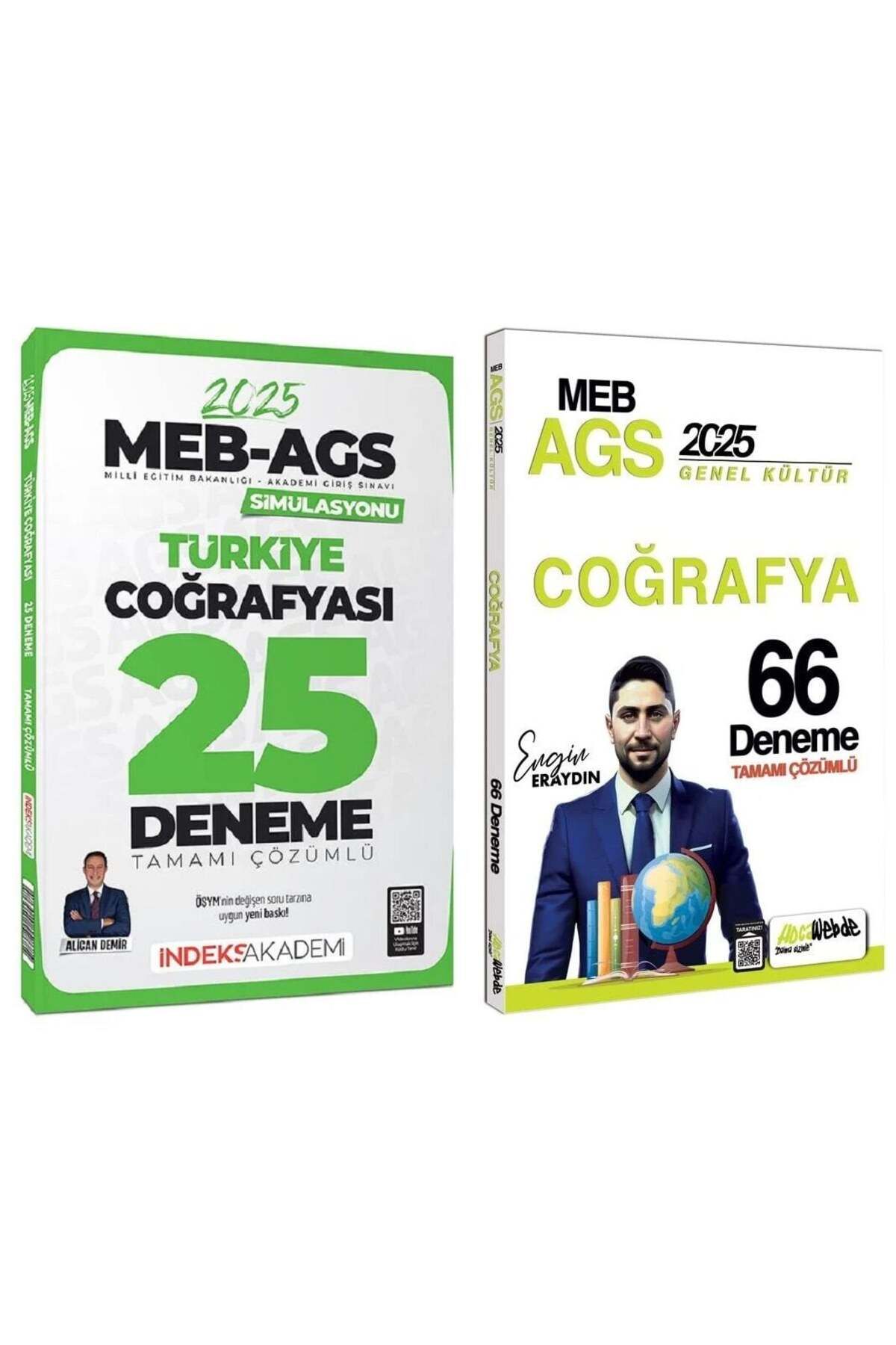 İndeks Akademi HocaWebde + İndeks 2025 MEB-AGS Türkiye Coğrafyası 66+25 Deneme 2 li Set - Engin Eraydın, Alican Dem