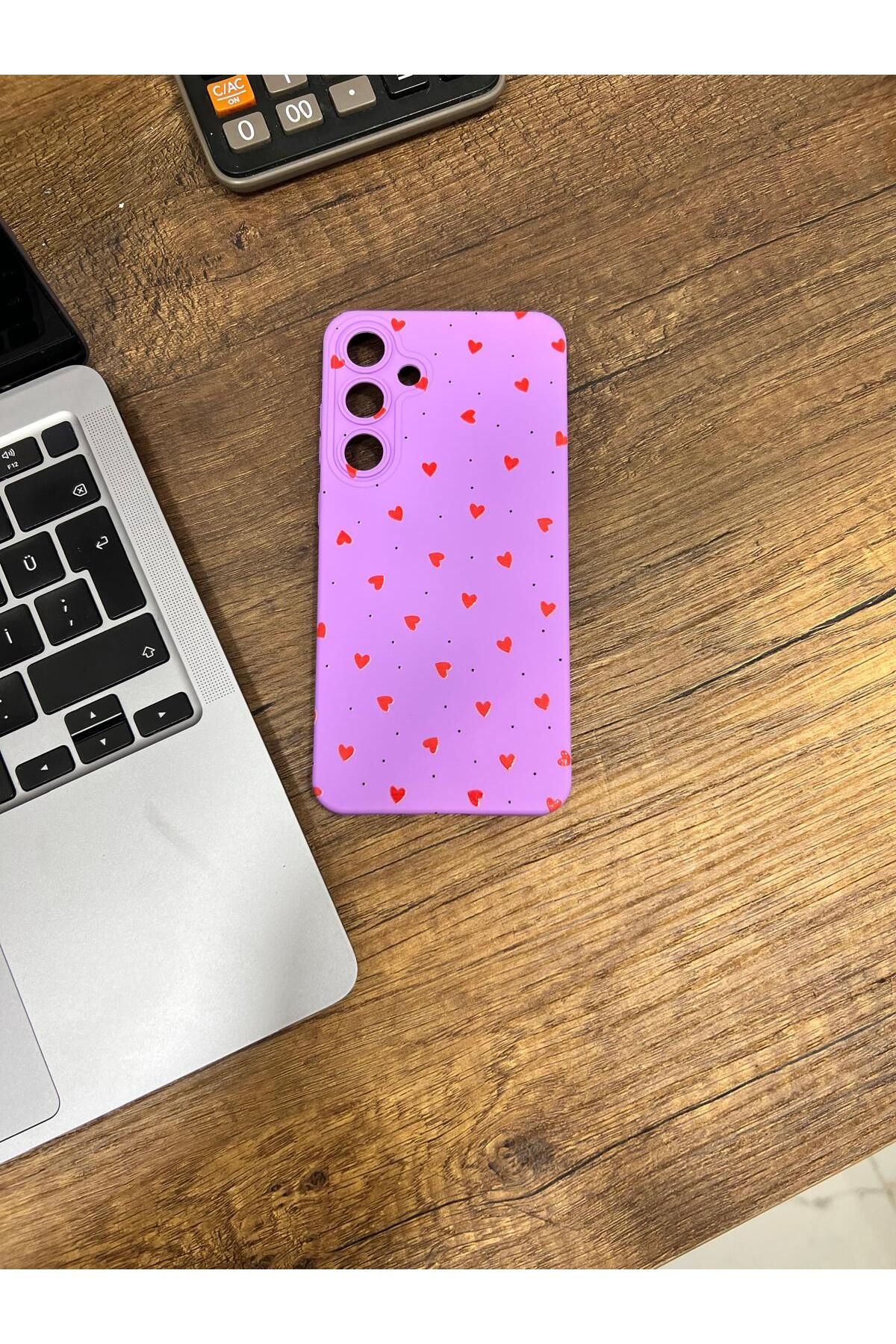 HZR Samsung S23 Plus Kalp Desenli Pembe Silikon Kılıf