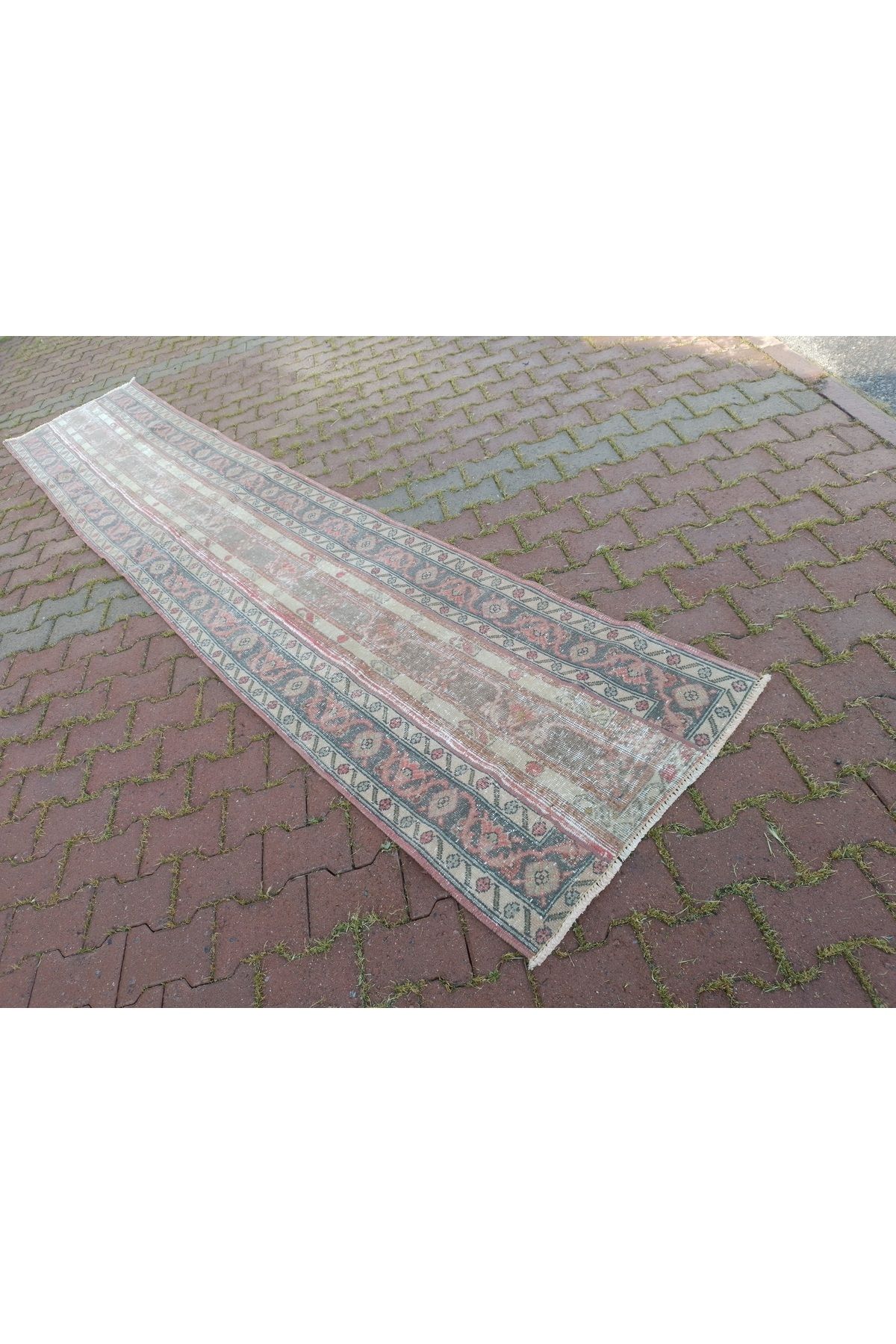 ŞAHMERDANOĞLU Şahmerdanoğlu 77 x 397 Cm El Yapımı Şahane Krem & Bej Vintec Yolluk Halı, Mutfağa Rustik Halı 10545