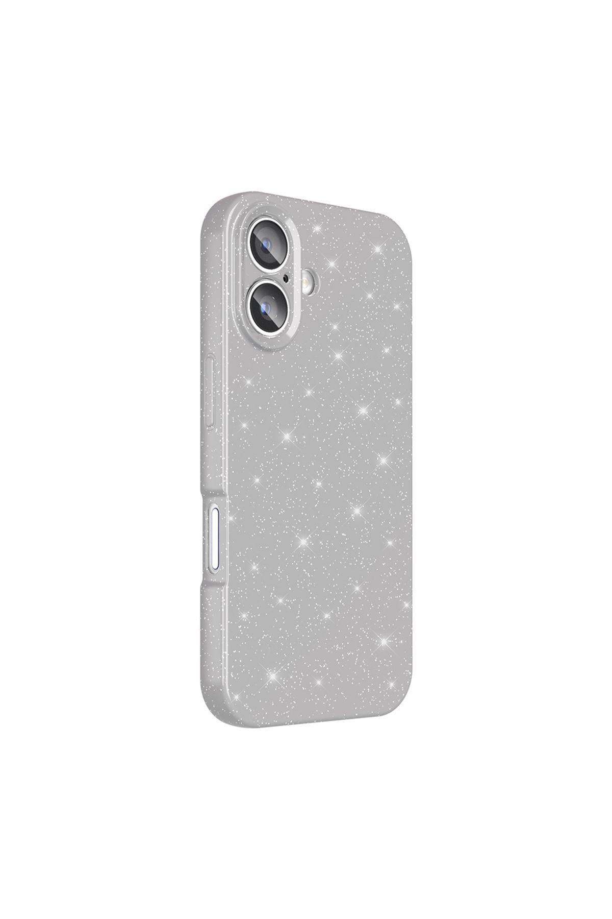 Gpack iPhone 16 Plus uyumlu Kılıf Koton Simli Silikon Arka Kapak Kamera Korumalı Gümüş
