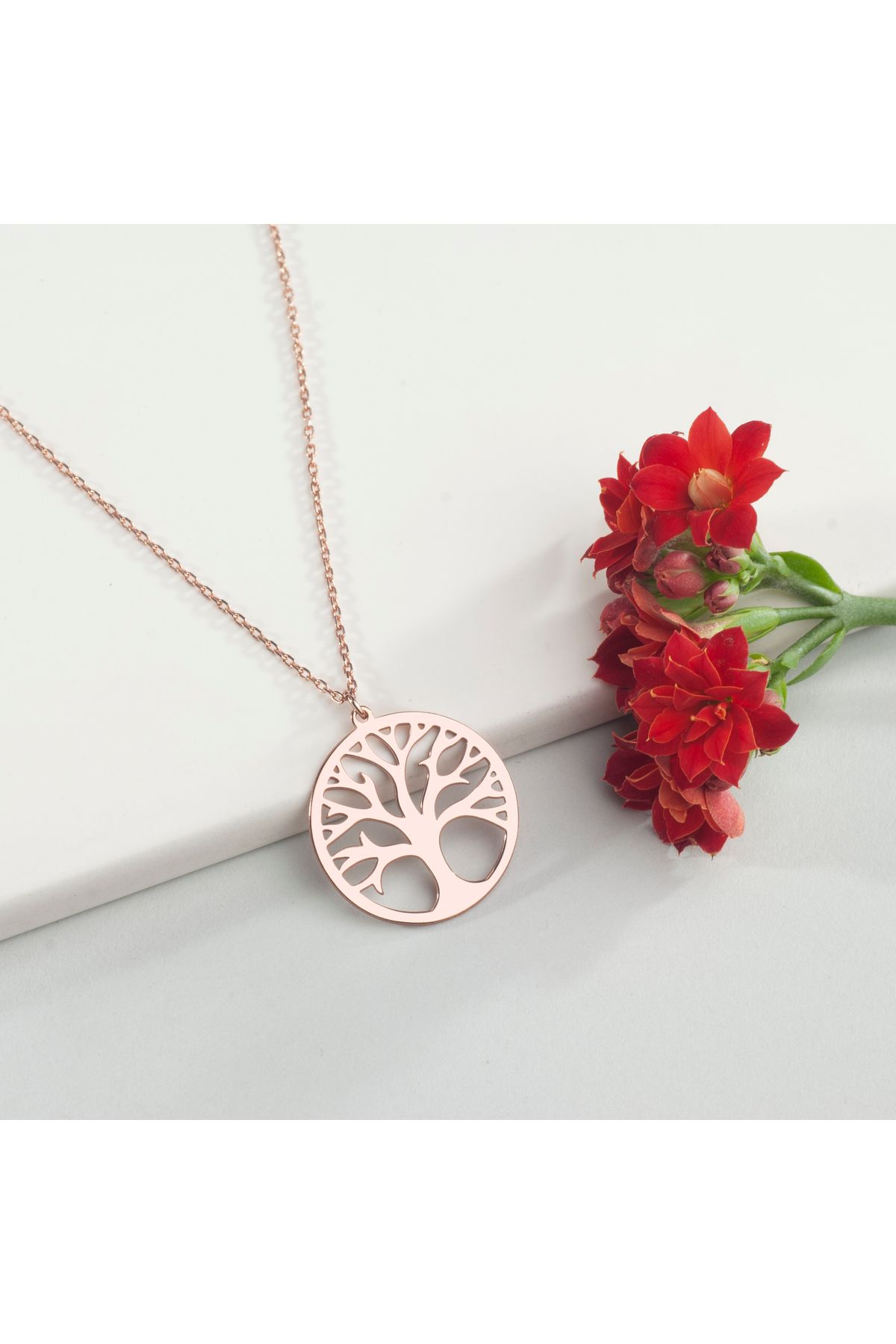 DIZY SILVER HAYAT AĞACI KOLYE, 925 AYAR GÜMÜŞ, ROSE GOLD KAPLAMA, KÖKLENME VE BÜYÜME SEMBOLÜ ZARİF TAKI