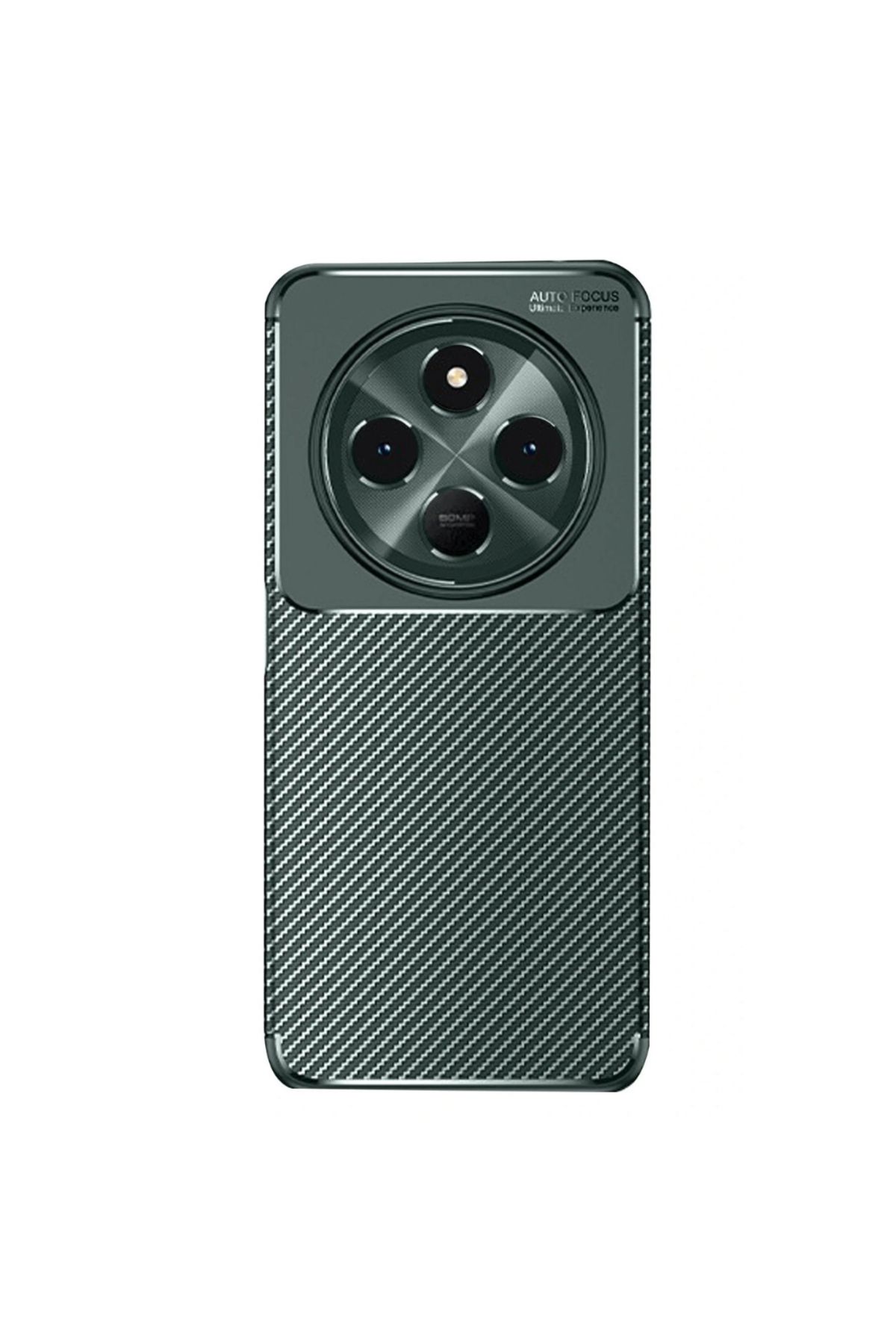 Gpack Xiaomi Redmi 14C 4G uyumlu Kılıf Negro Karbon Görünümlü Silikon Koyu Yeşil