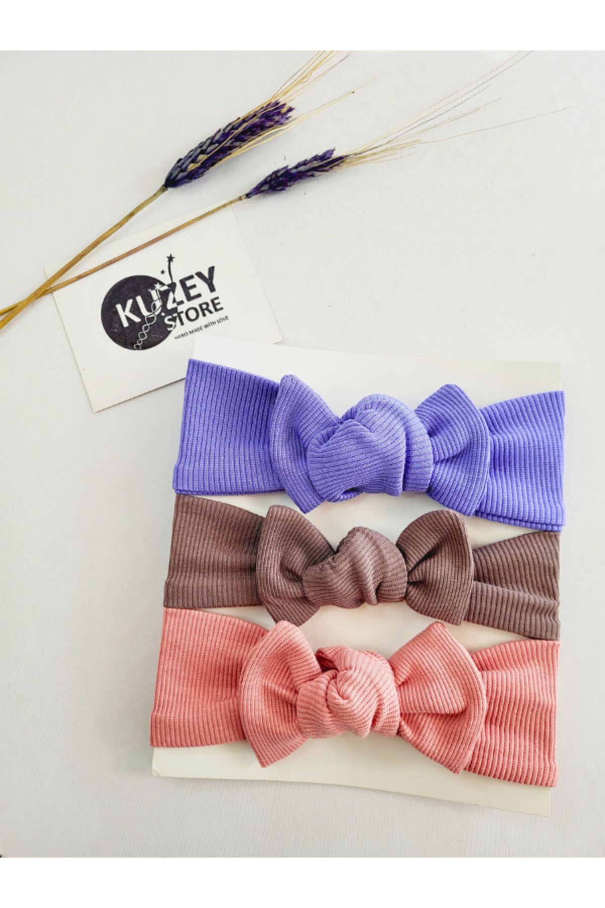 KUZEY STORE Kız Bebek 0-3 Yaş Uyumlu 3'lü Bandana Seti | Pamuklu ve Elastik