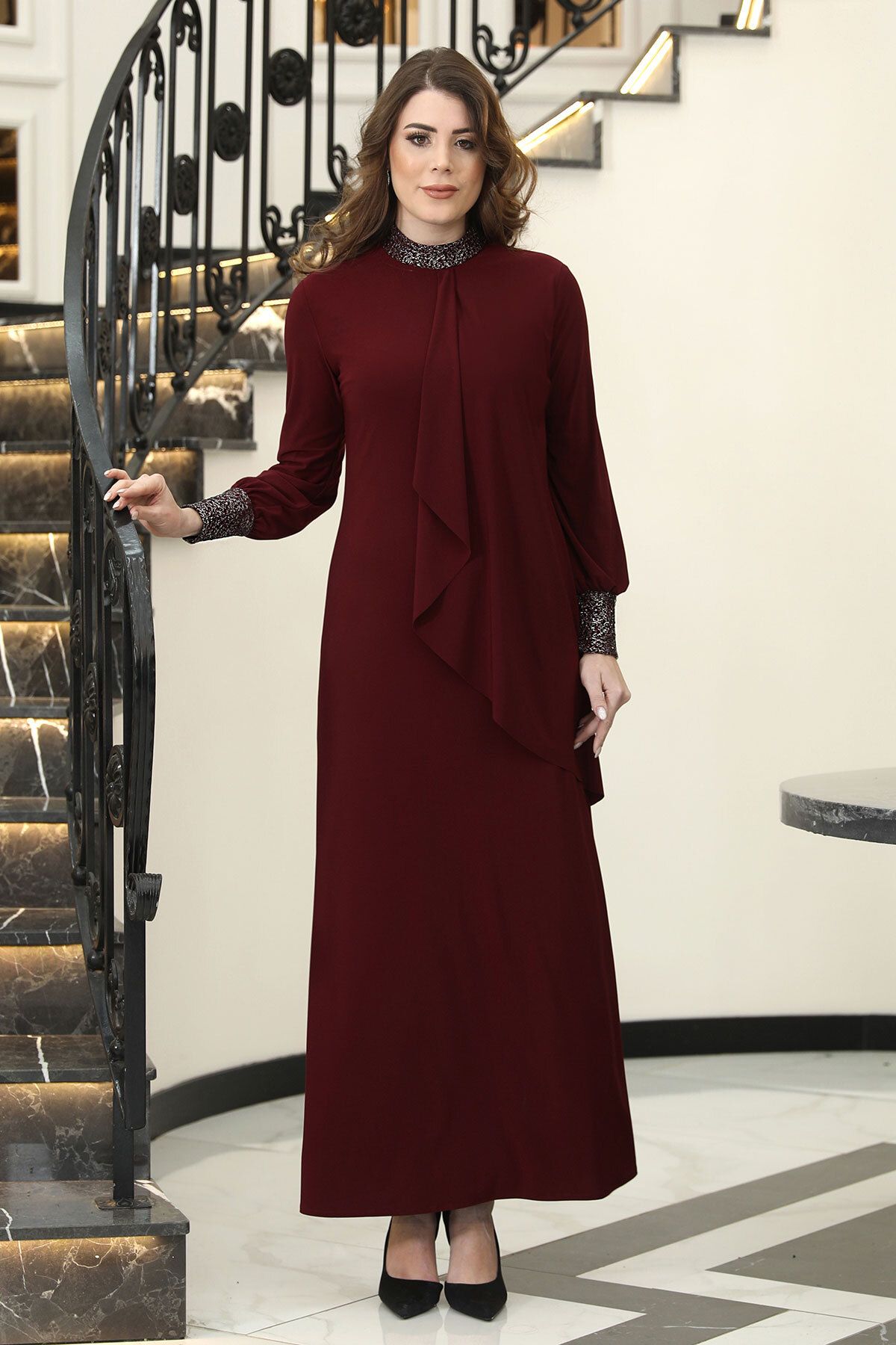 Raika Moda Sim Detaylı Efsane Tesettür Abiye Elbise