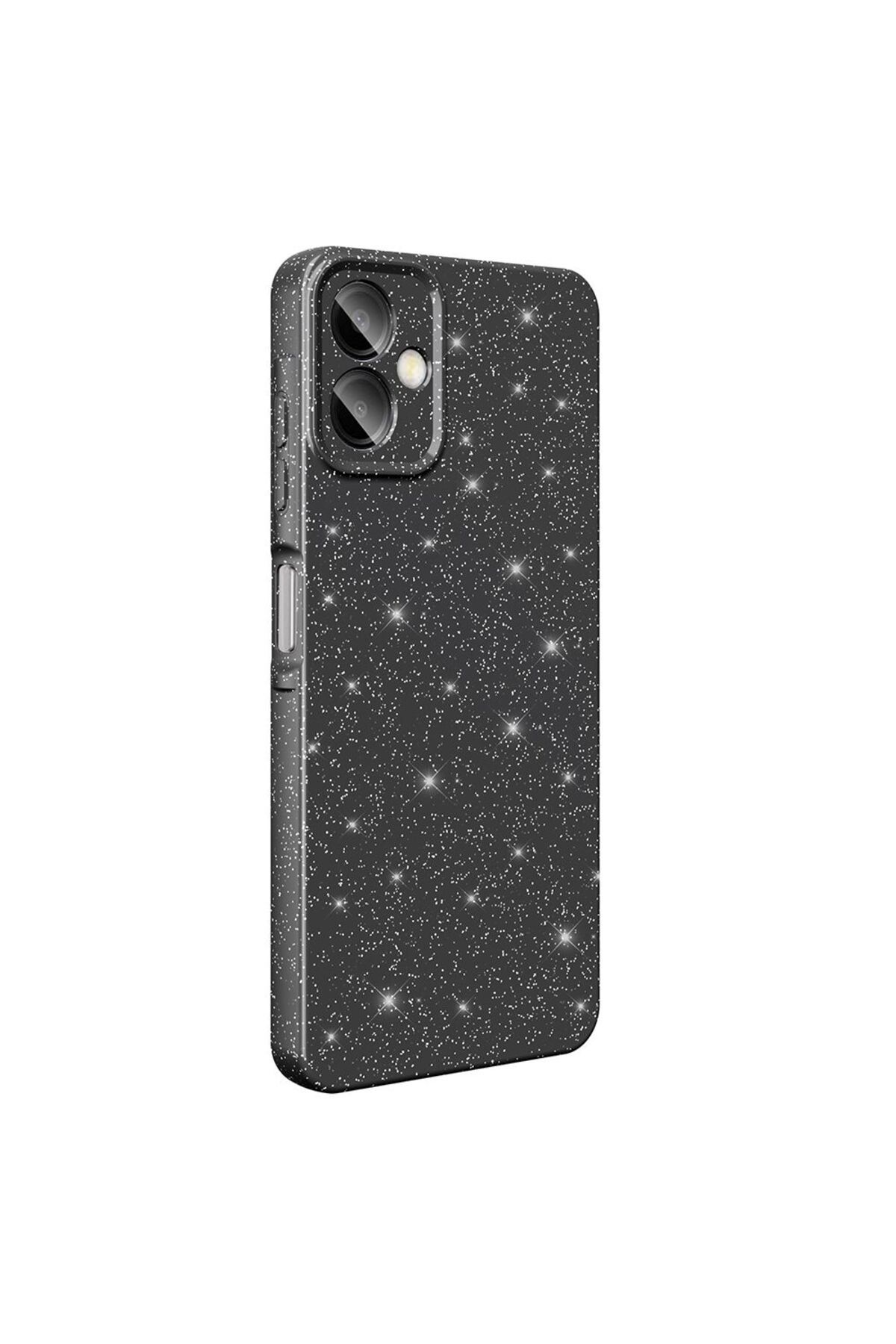 Gpack Samsung Galaxy A06 uyumlu Kılıf Koton Simli Silikon Arka Kapak Kamera Korumalı Siyah