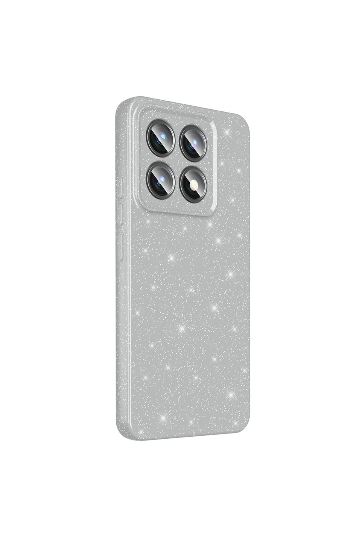 Gpack Xiaomi 14T Pro uyumlu Kılıf Koton Simli Silikon Arka Kapak Kamera Korumalı Gümüş