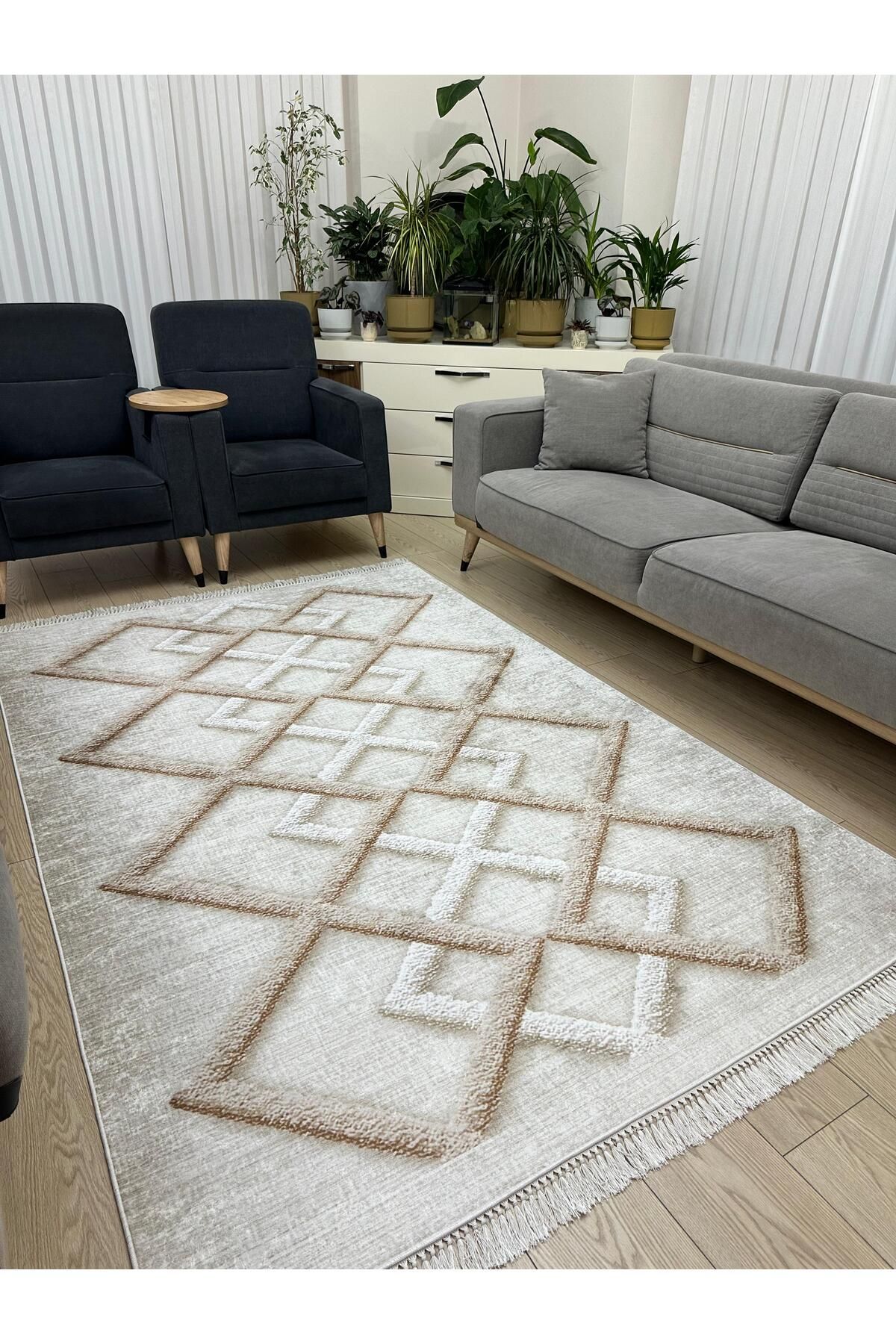 MODKLAS Kaymaz Taban Yıkanabilir Dijital Baskı Dekoratif Halı - 4m =160x230 cm, 6m =200x300 cm
