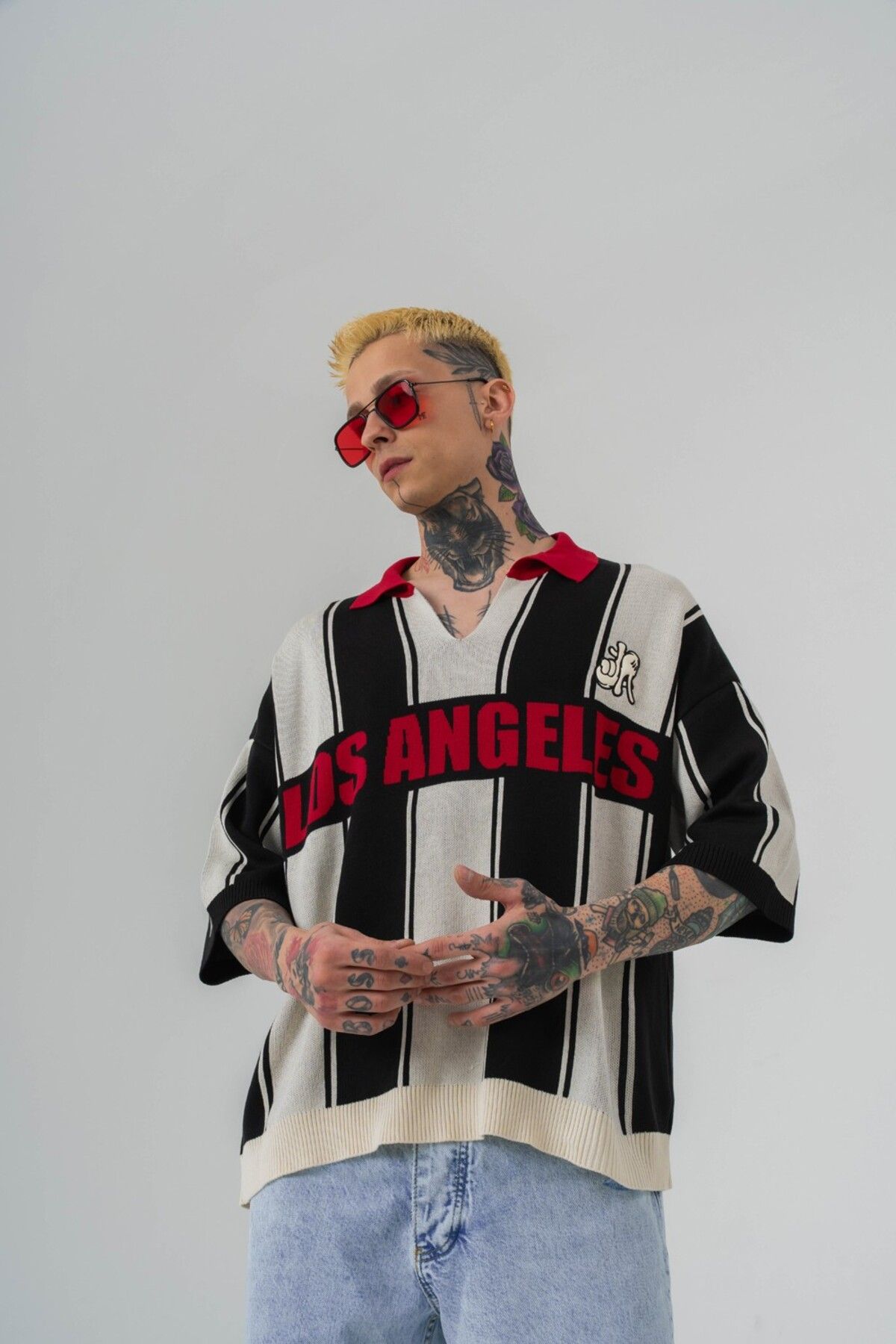 go gang own Los Angeles Knit Polo Yaka Triko T-shirt