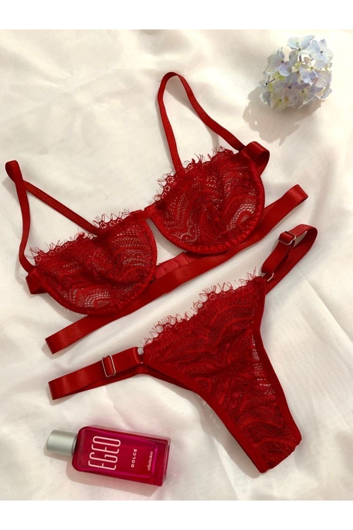 hola collection KIRMIZI DANTEL TAKIM