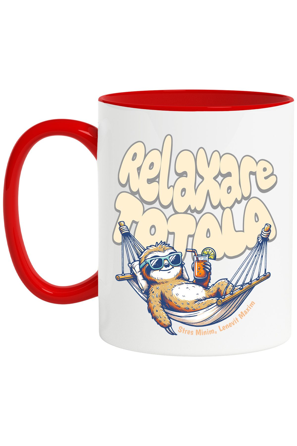 StoryGift Romania-Mug Total Relaxation Lazy with drink in hand in hammock, 330ml, Ceramic with Handle, With,STG. 1