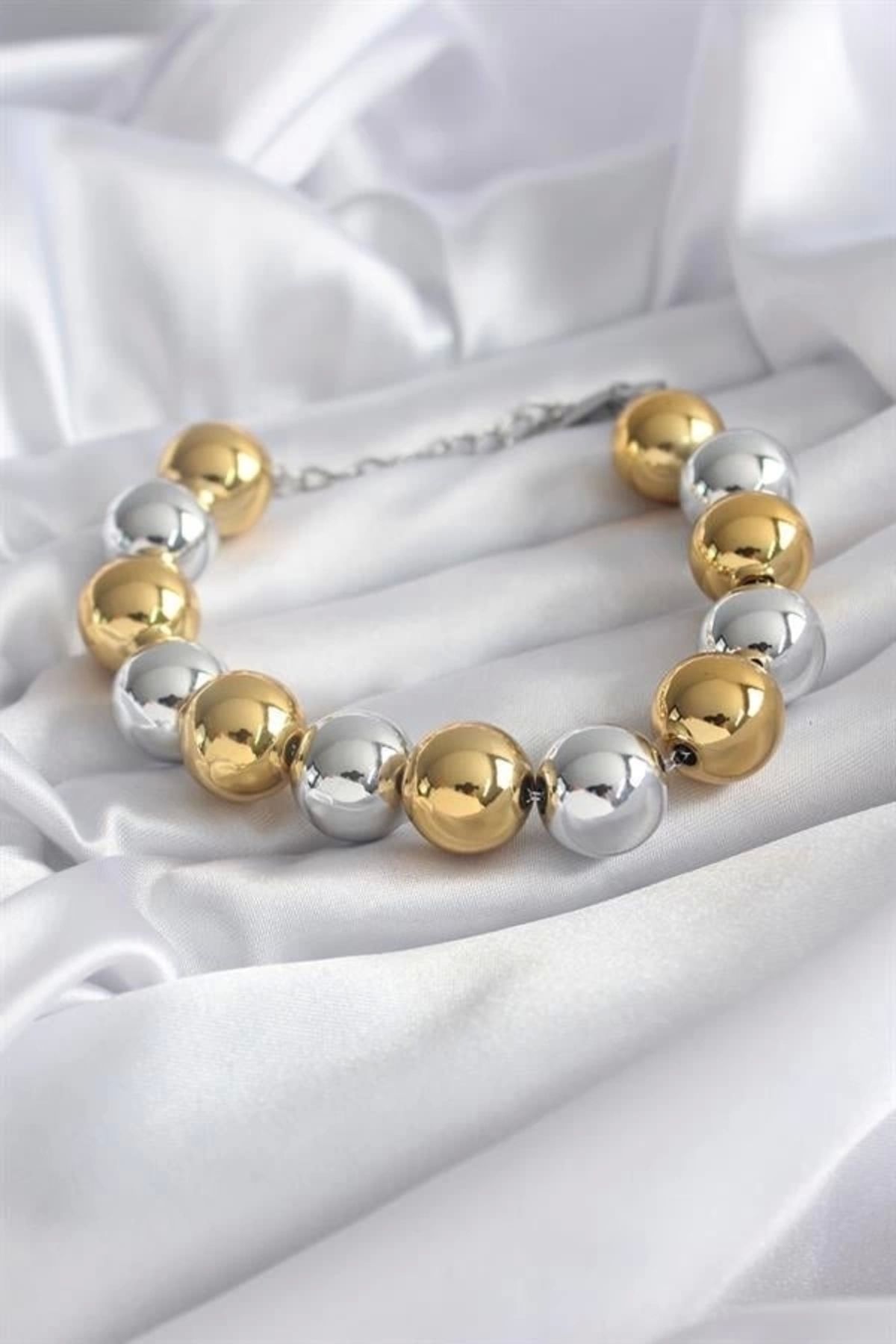 Lale Moda Pirinç Gold Gümüş Renk VİP Seri Kadın Bileklik