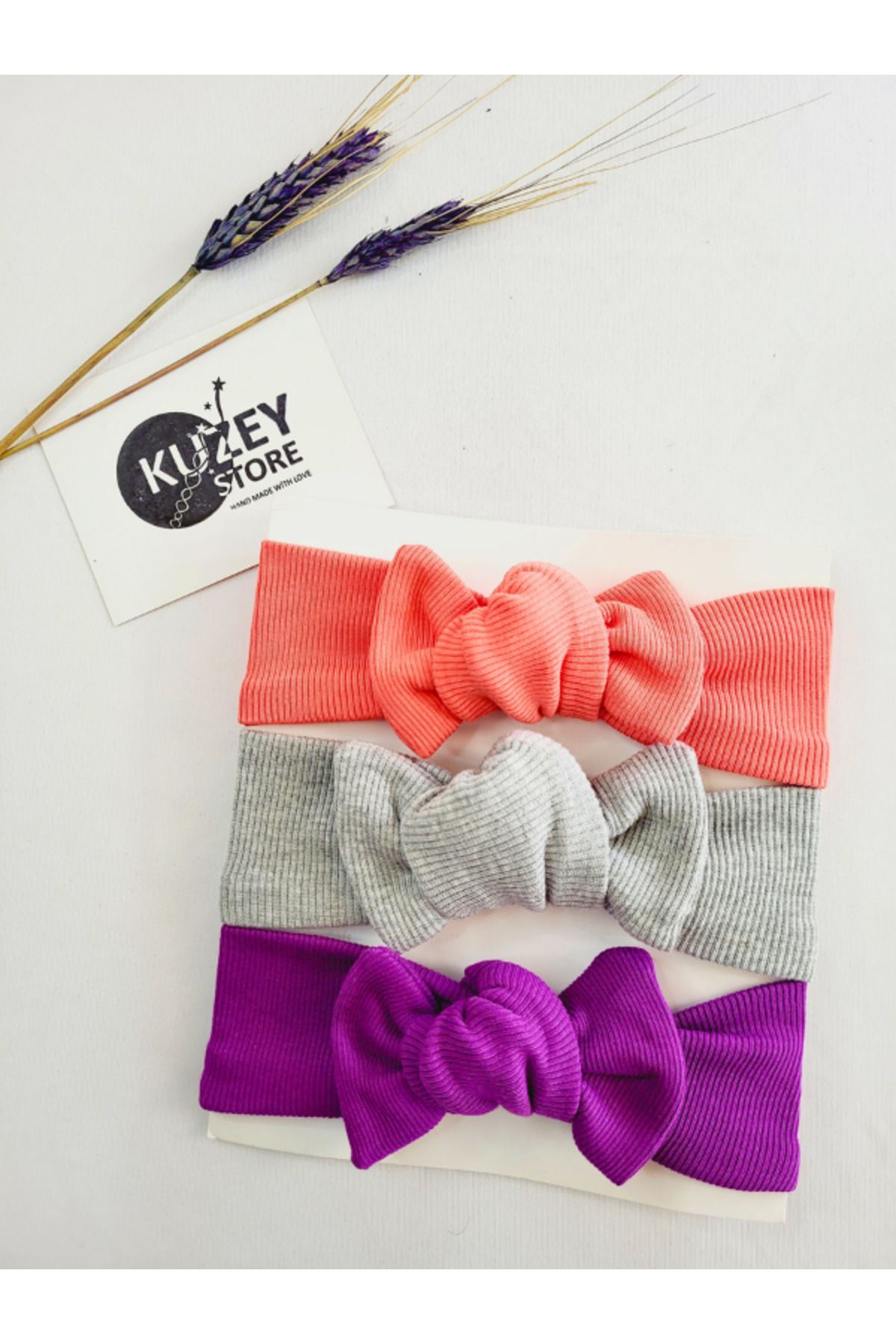 KUZEY STORE Kız Bebek 0-3 Yaş Uyumlu 3'lü Bandana Seti | Pamuklu ve Elastik