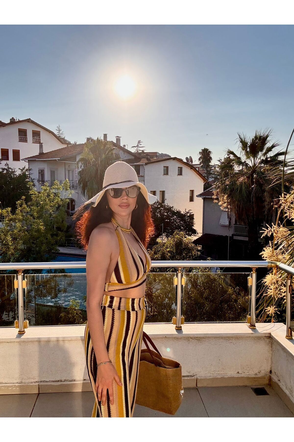 MODA %100 pamuk kumaş büstüyerli pantolon takım