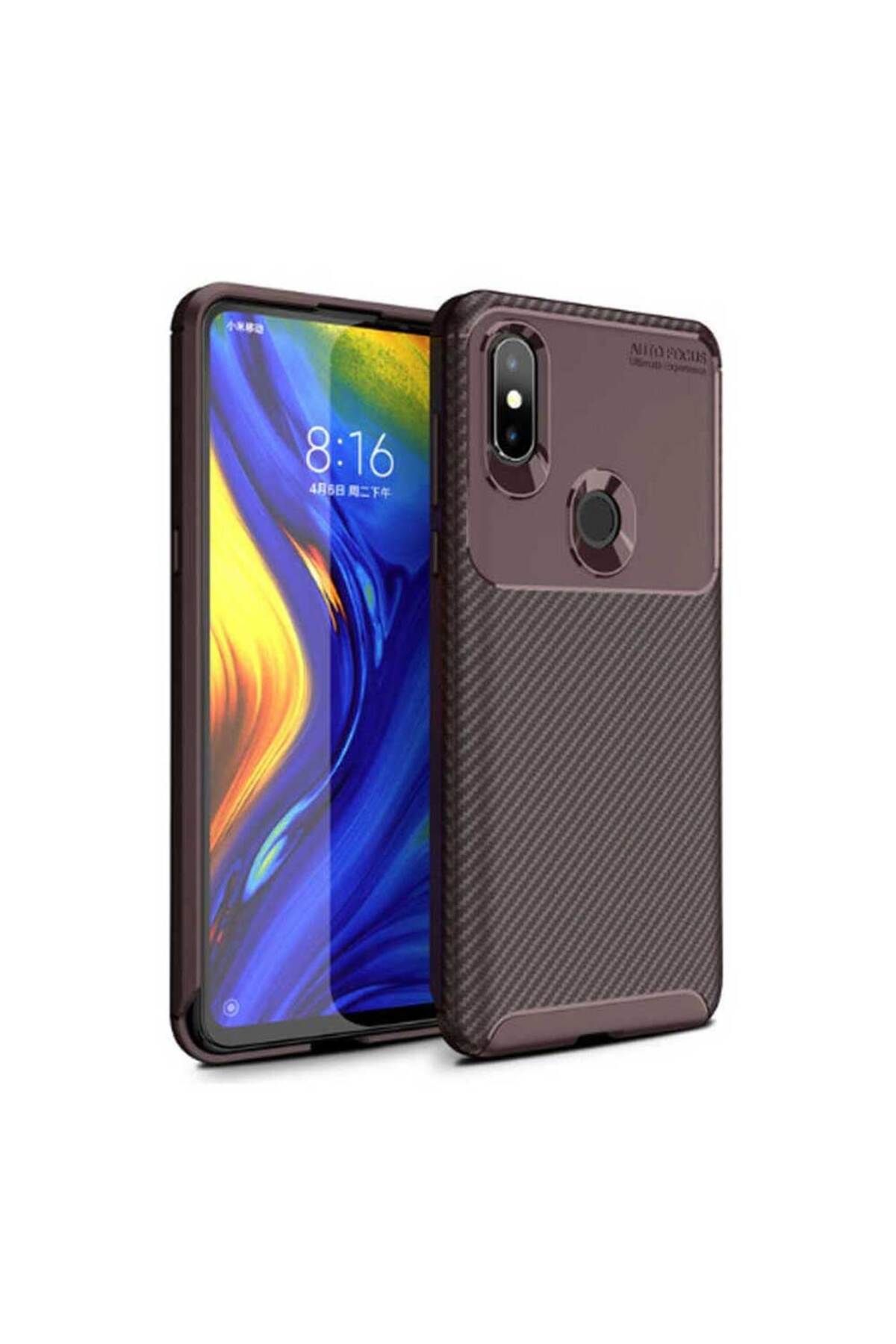 Smart Tech Xiaomi Mi Mix 3 Uyumlu Karbon Desenli Negro Silikon Kılıf