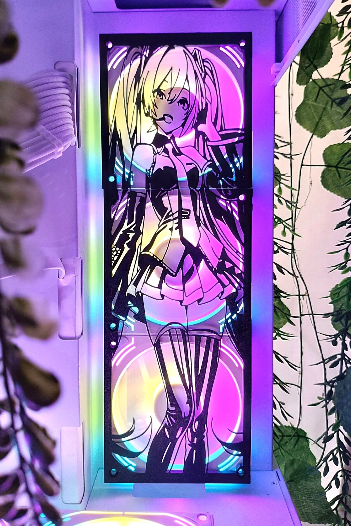 Caseybox Hatsunemiku 120x360 mm Uyumlu Oyun Pc Aksesuarı, Masaüstü Bilgisayar Fan Kapağı