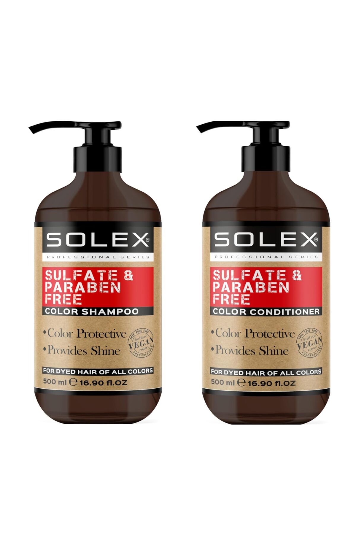 Solex Sülfatsız Parabensiz Boyalı Saçlar için Şampuan + Boyalı Saçlar için Saç Kremi 500 ML+ 500 ML
