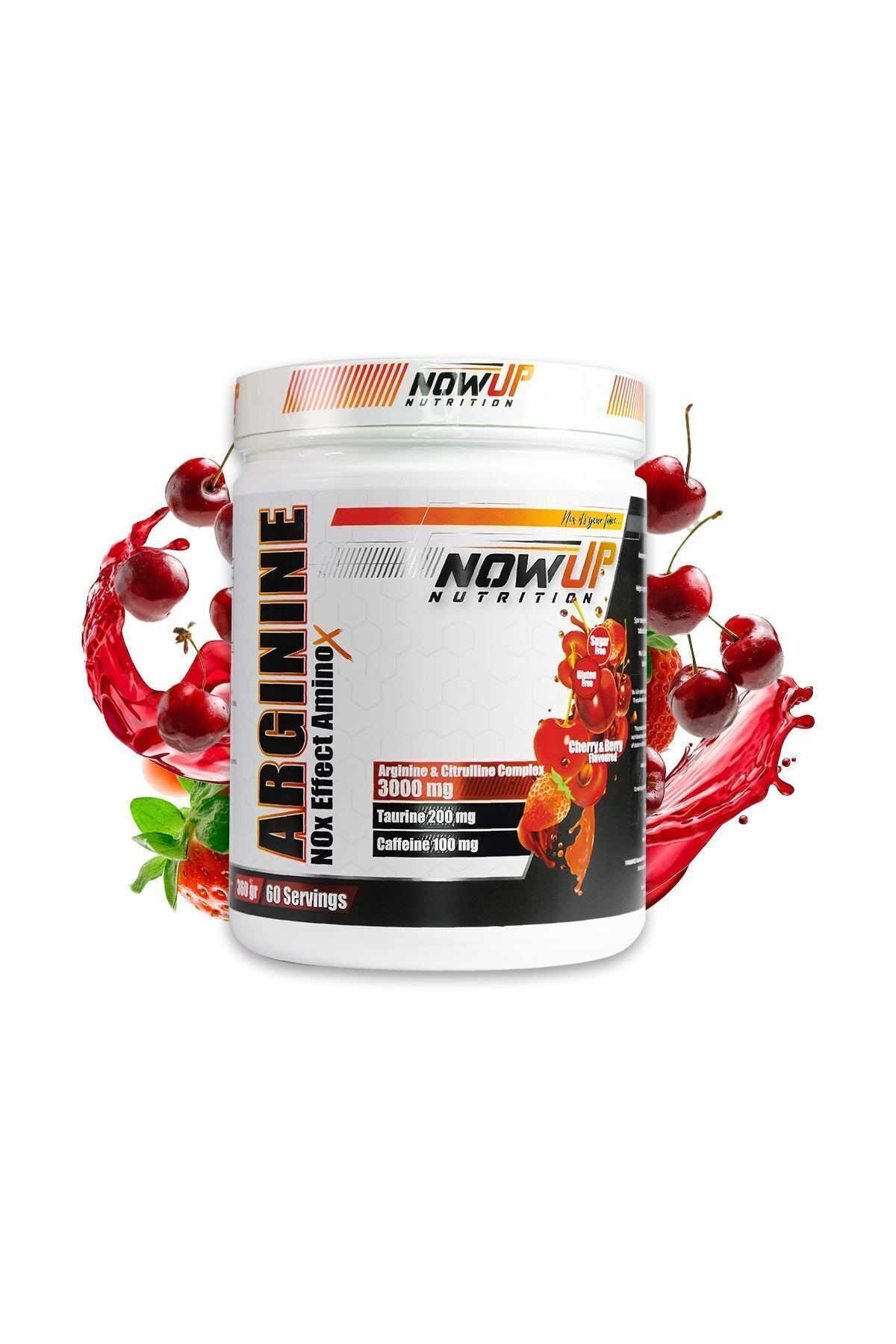 NOWUP NUTRITION Arginine Nox 360 gr | Vişne & Çilek Aromalı | Performans Ve Dayanıklılık Desteği