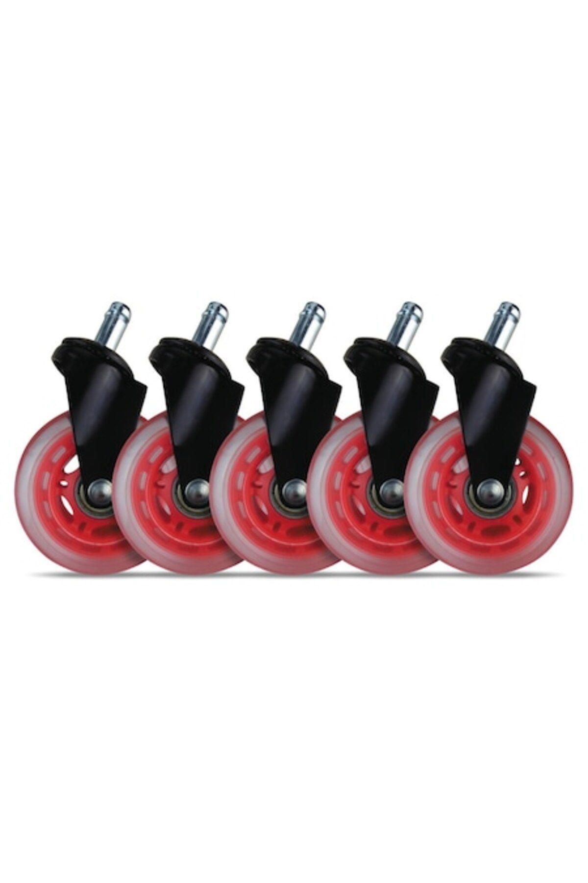 icover Set 5 Roti De Silicon Pentru Scaune De Gaming / Birou L33t-gaming, Universal 3" Diametru 11mm, Rosu - One Size