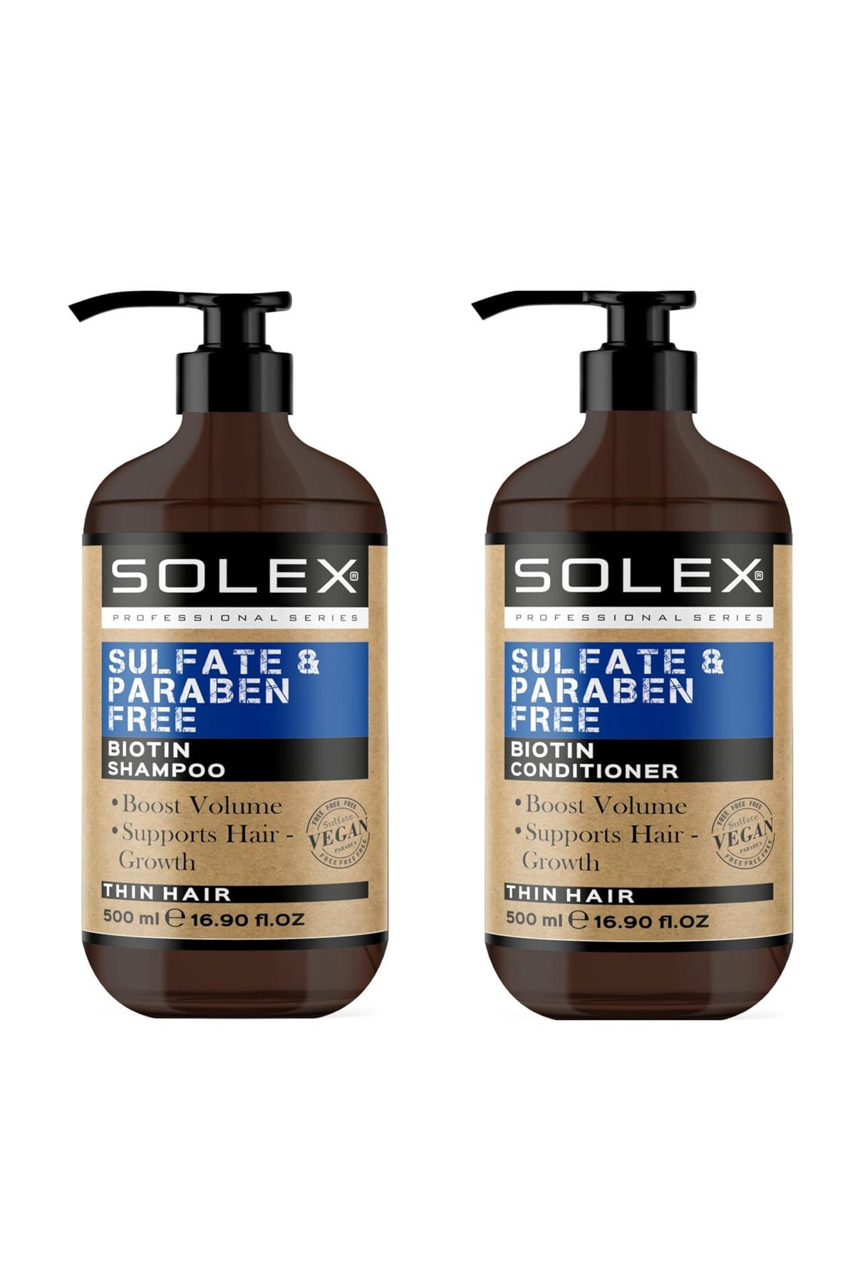 Solex Sülfatsız Parabensiz Biotin Şampuan + Biotin Saç Kremi 500 ML+ 500 ML
