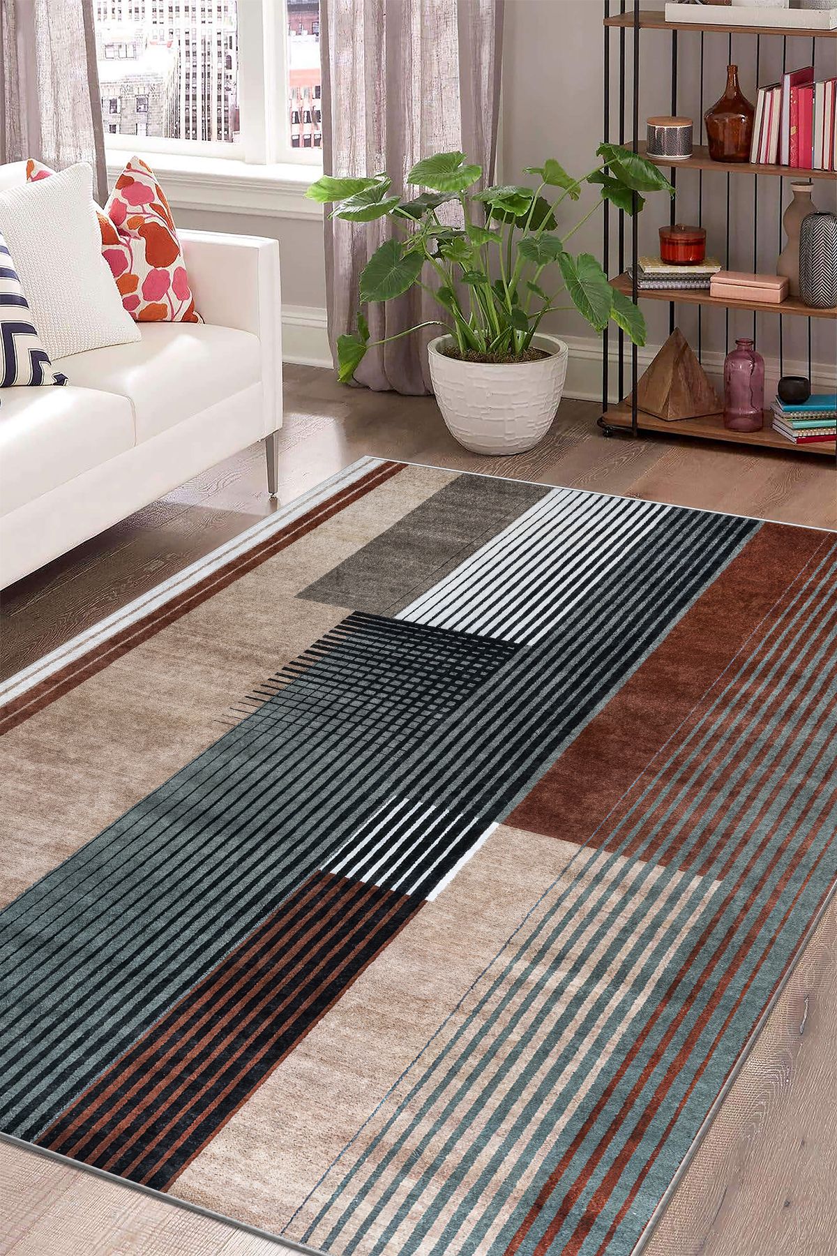 Argento Makinede Yıkanabilir Kaymaz Taban Leke Tutmaz Renkli Salon Halısı ve Yolluk
