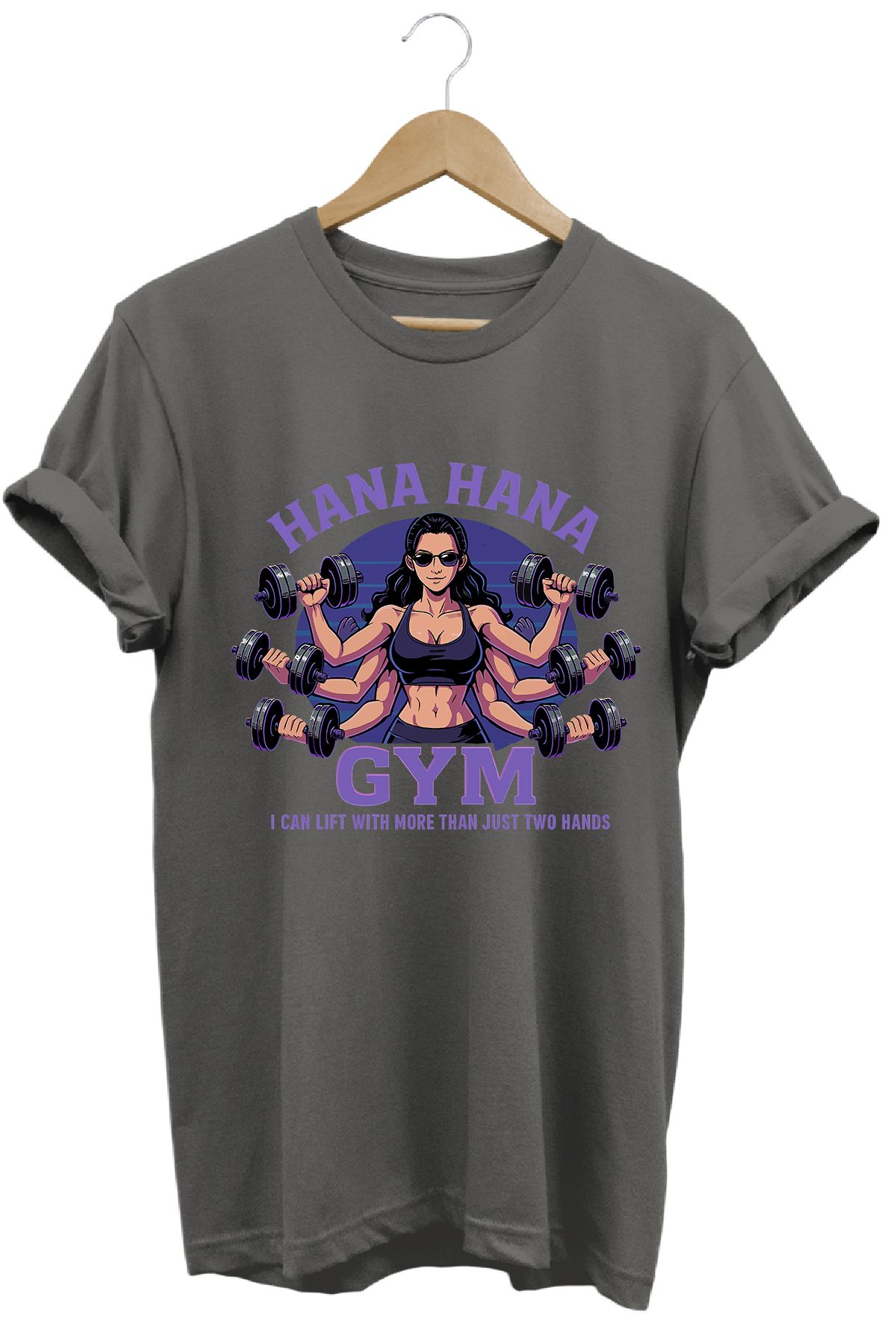 remonz Kadın Nico Robin Gym Baskılı Regular Fit %100 Pamuklu Tişört Geniş Renk ve Beden