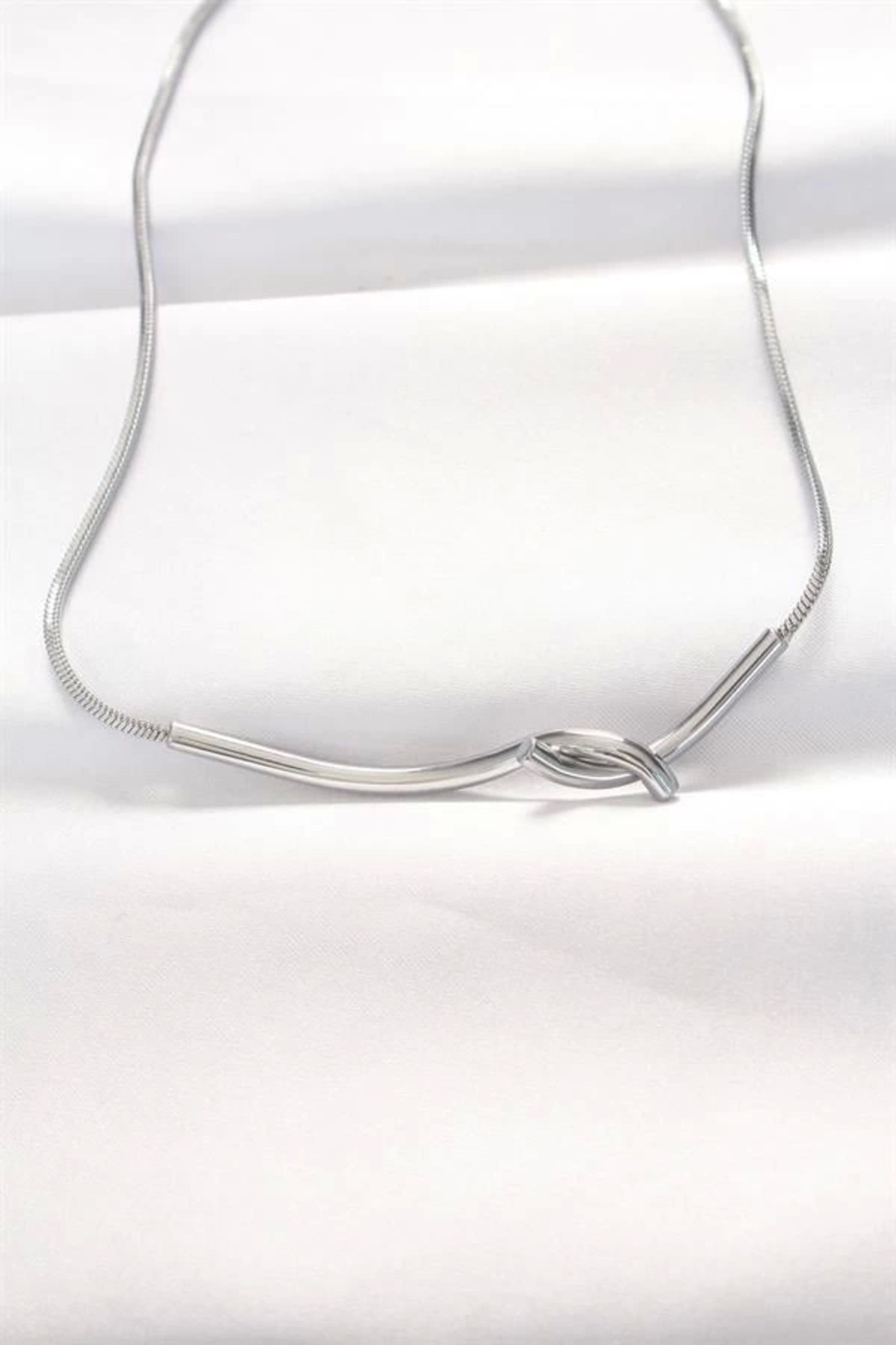 Lale Moda 316L Çelik Silver Renk Kolye