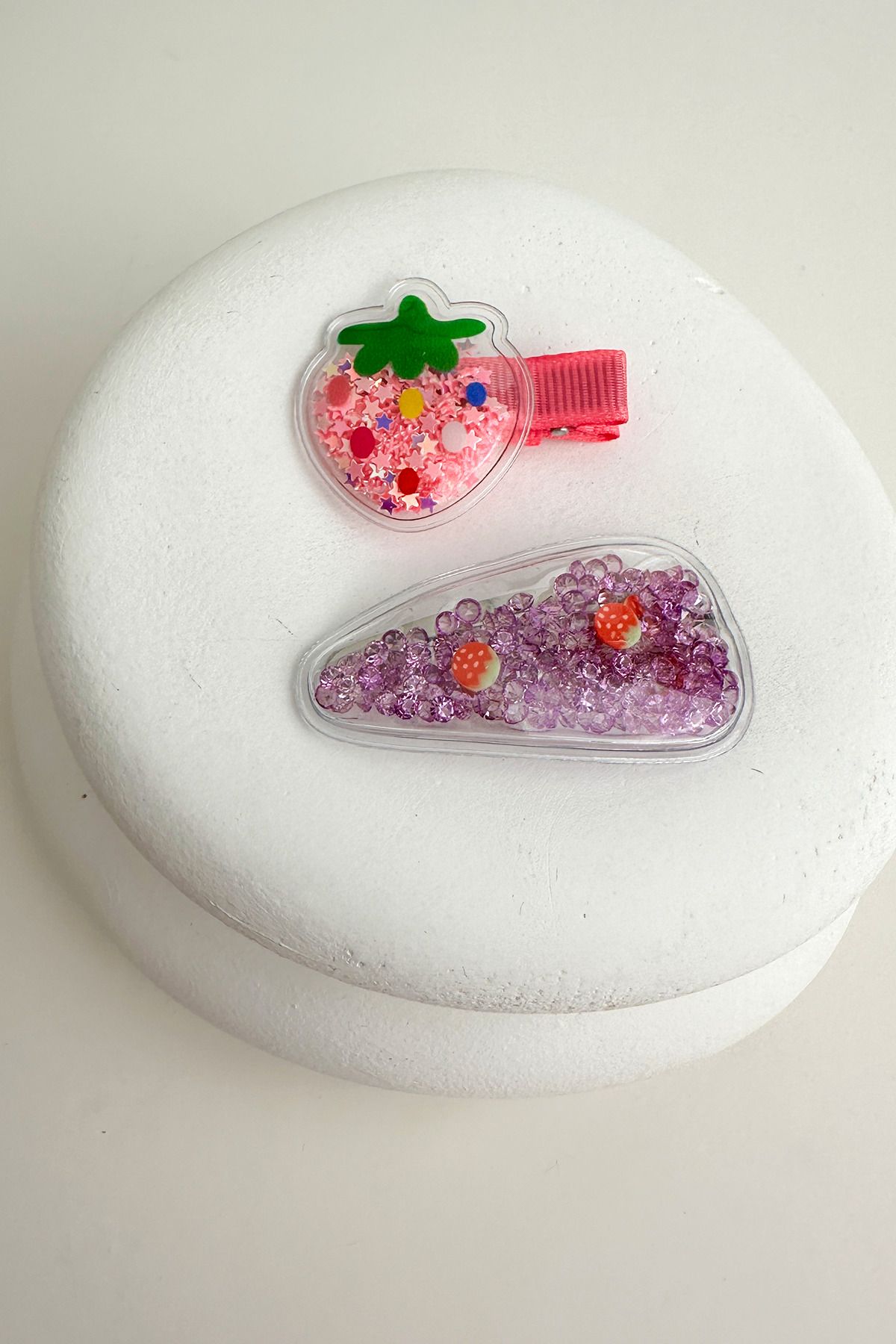 Modex Pembe Çilek Boncuklu 0-2 Yaş İkili Çocuk Tokası (5cm)