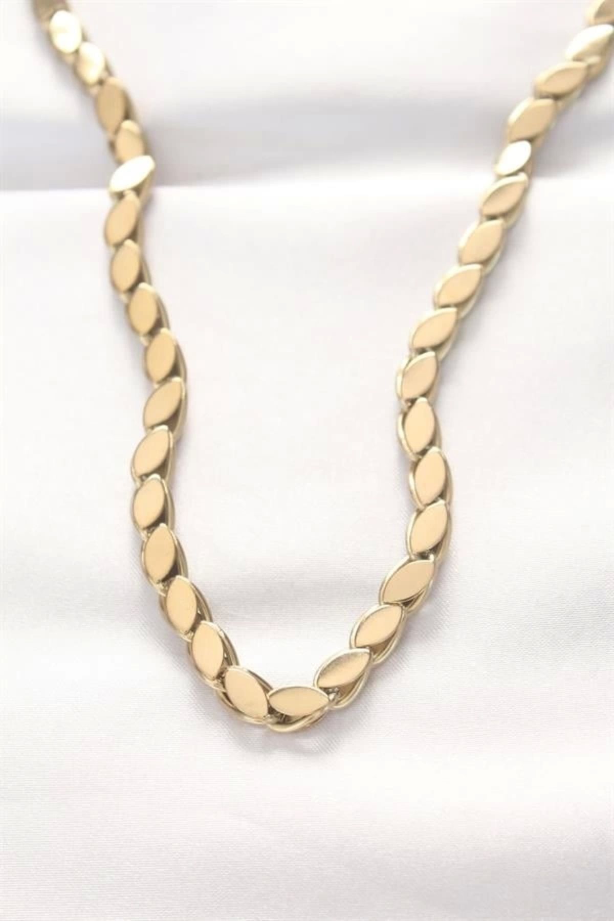 Lale Moda 316L Çelik Gold Renk Arpa Tasarımlı Kolye