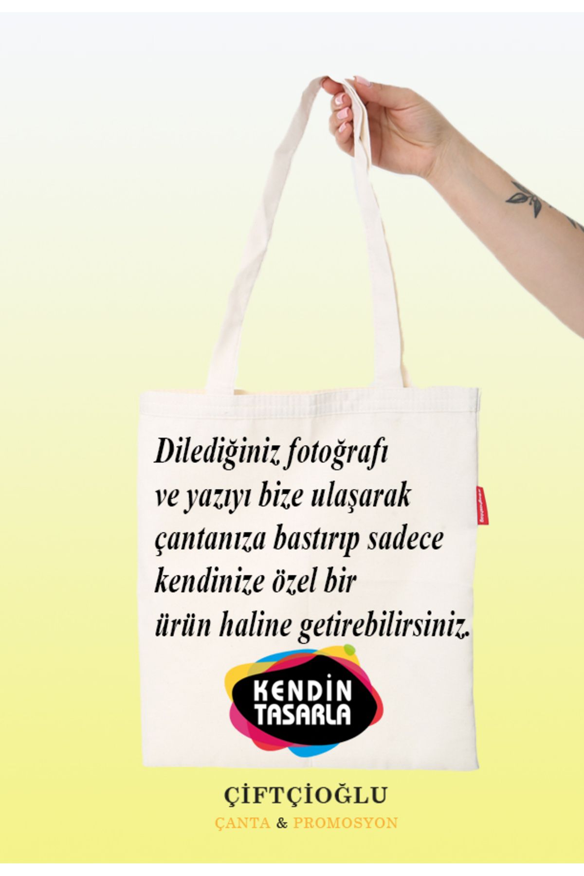 çiftçioğlu Kişiye Özel Baskılı 38x42 Bez Omuz ve El Çanta Hediyelik Sadece Size Özel
