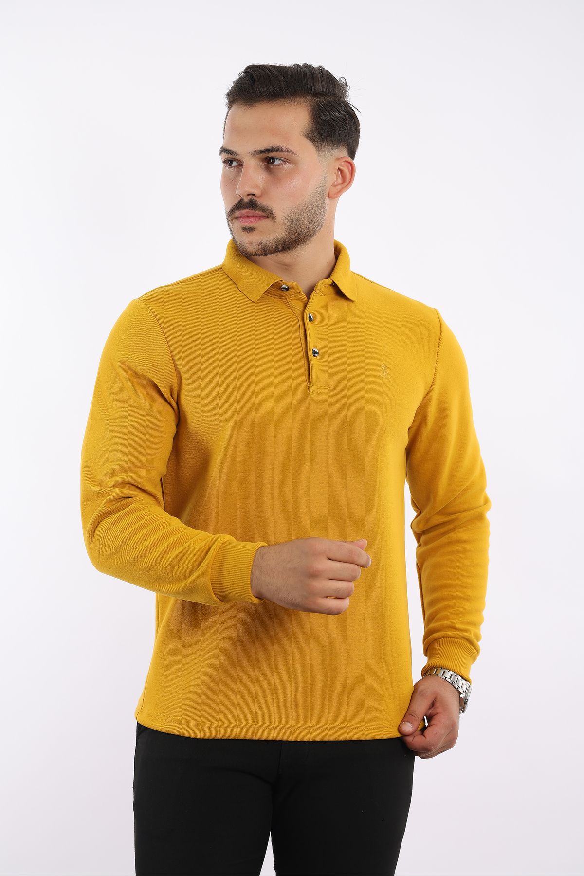 rugatchi Klasik Polo Yaka Sweatshirt %100 Pamuk