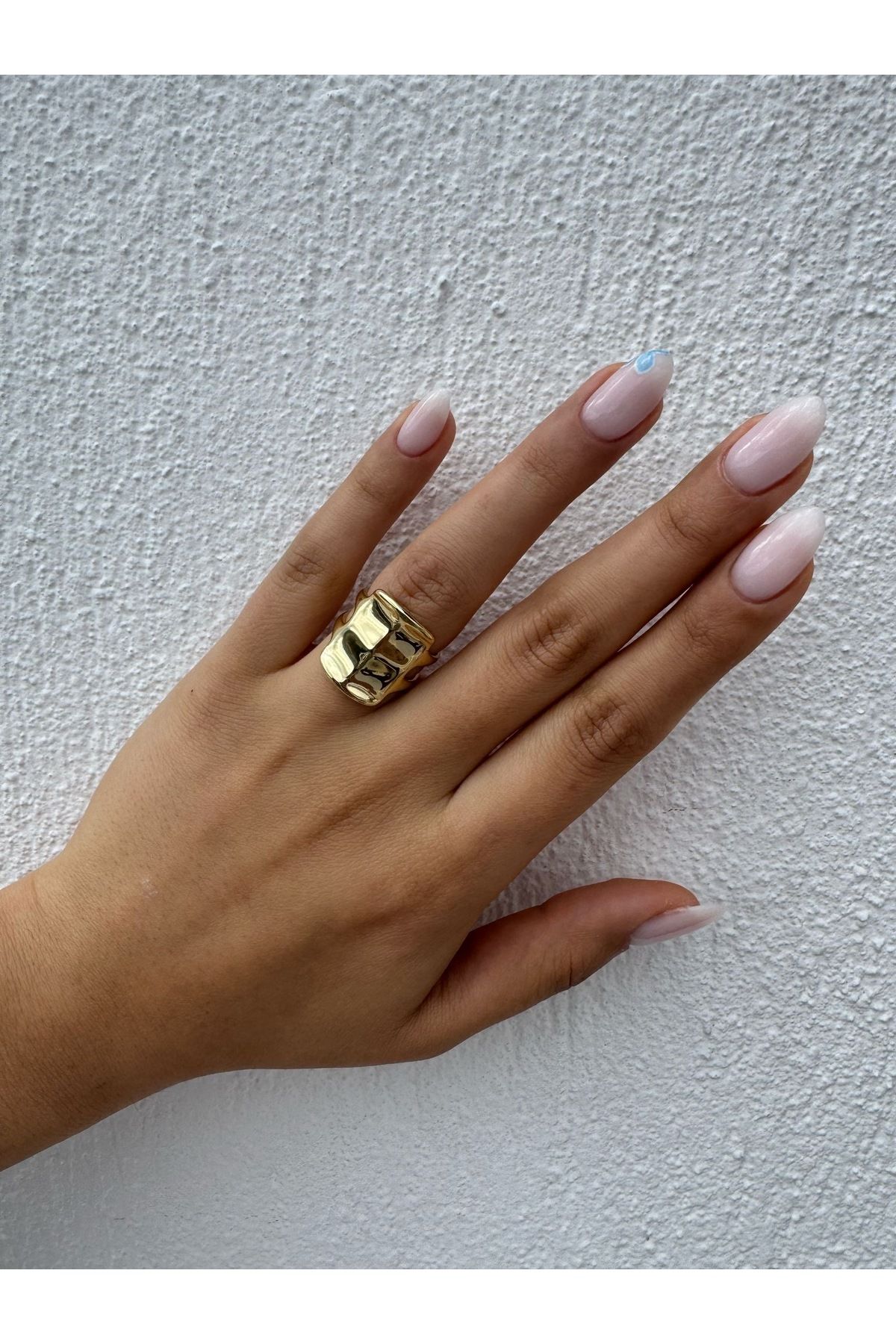 Jiji Jewelery Şık Modern Zarif Altın Renk Paslanmaz Çelik Yüzük