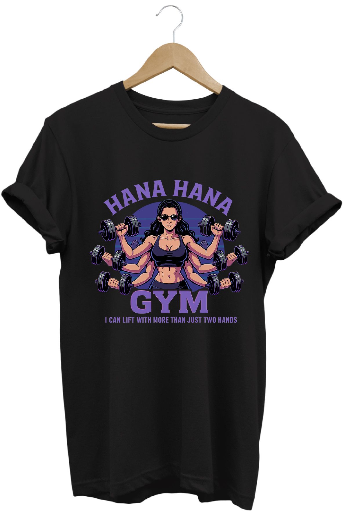 remonz Kadın Nico Robin Gym Baskılı Regular Fit %100 Pamuklu Tişört Geniş Renk ve Beden